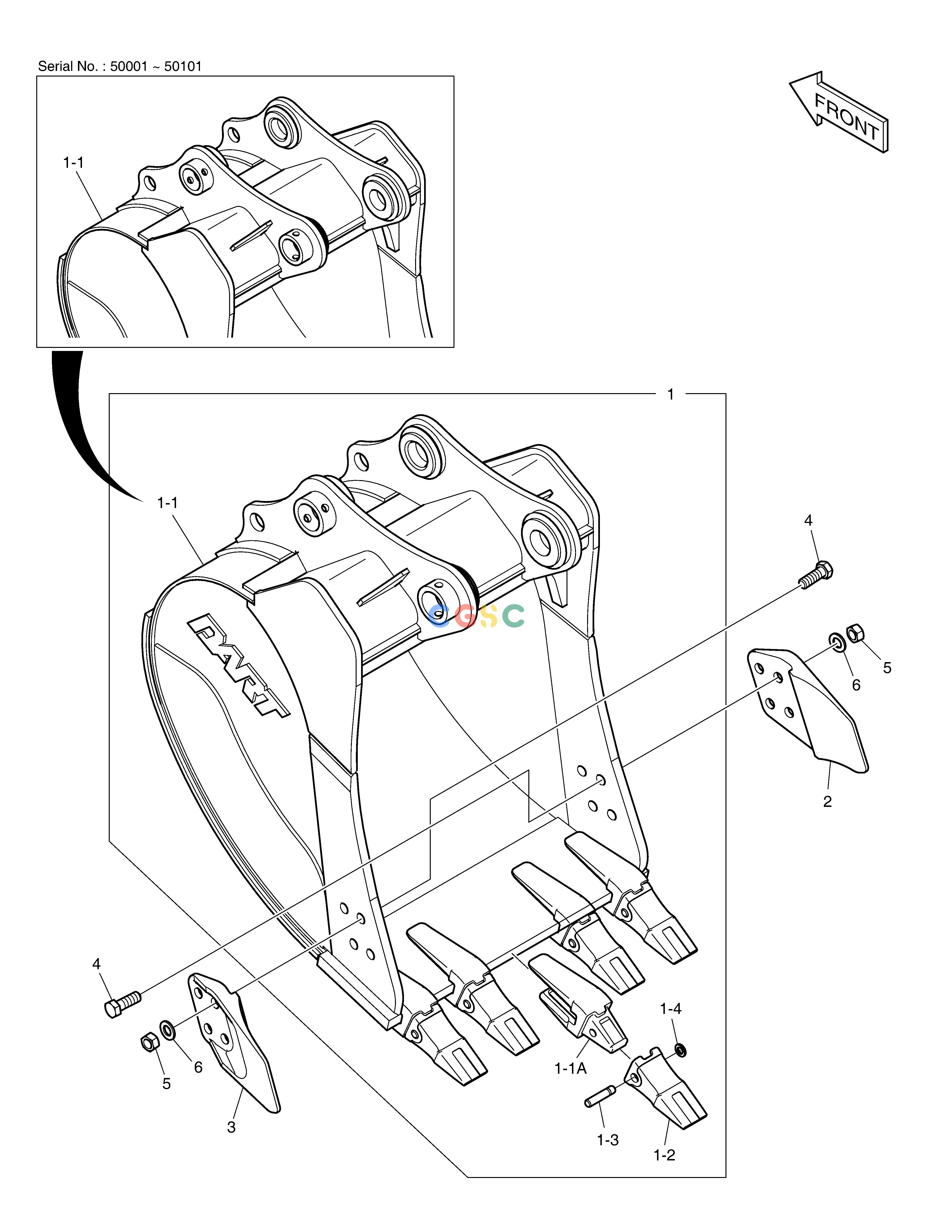 斗山零件查询BUCKET ASS'Y - 0.44㎥ (33") - SIDE PIN DX160LC-3 Doosan parts catalog online