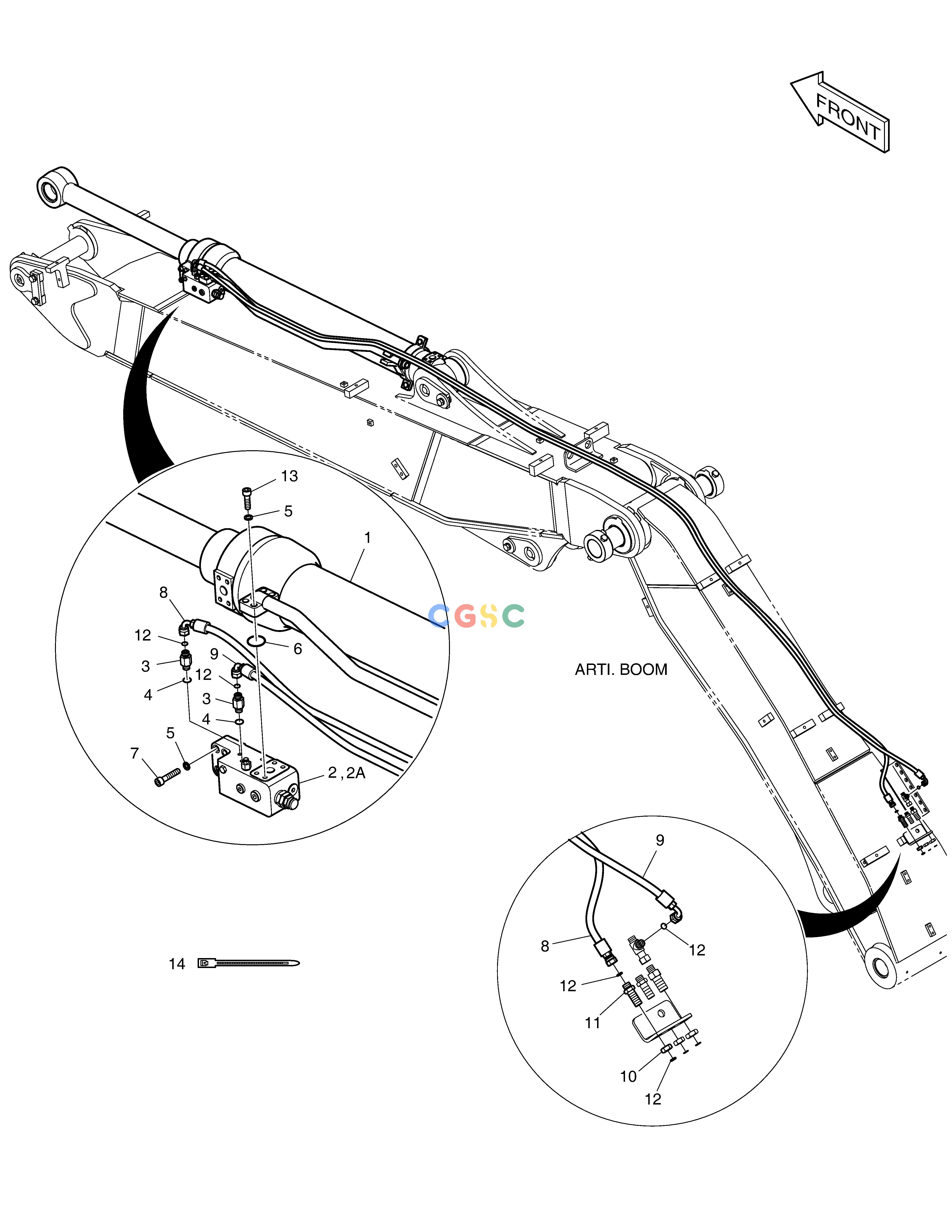 斗山零件查询ARTI BOOM PIPING - LOCK VALVE(ARM) DX160LC-3 Doosan parts catalog online