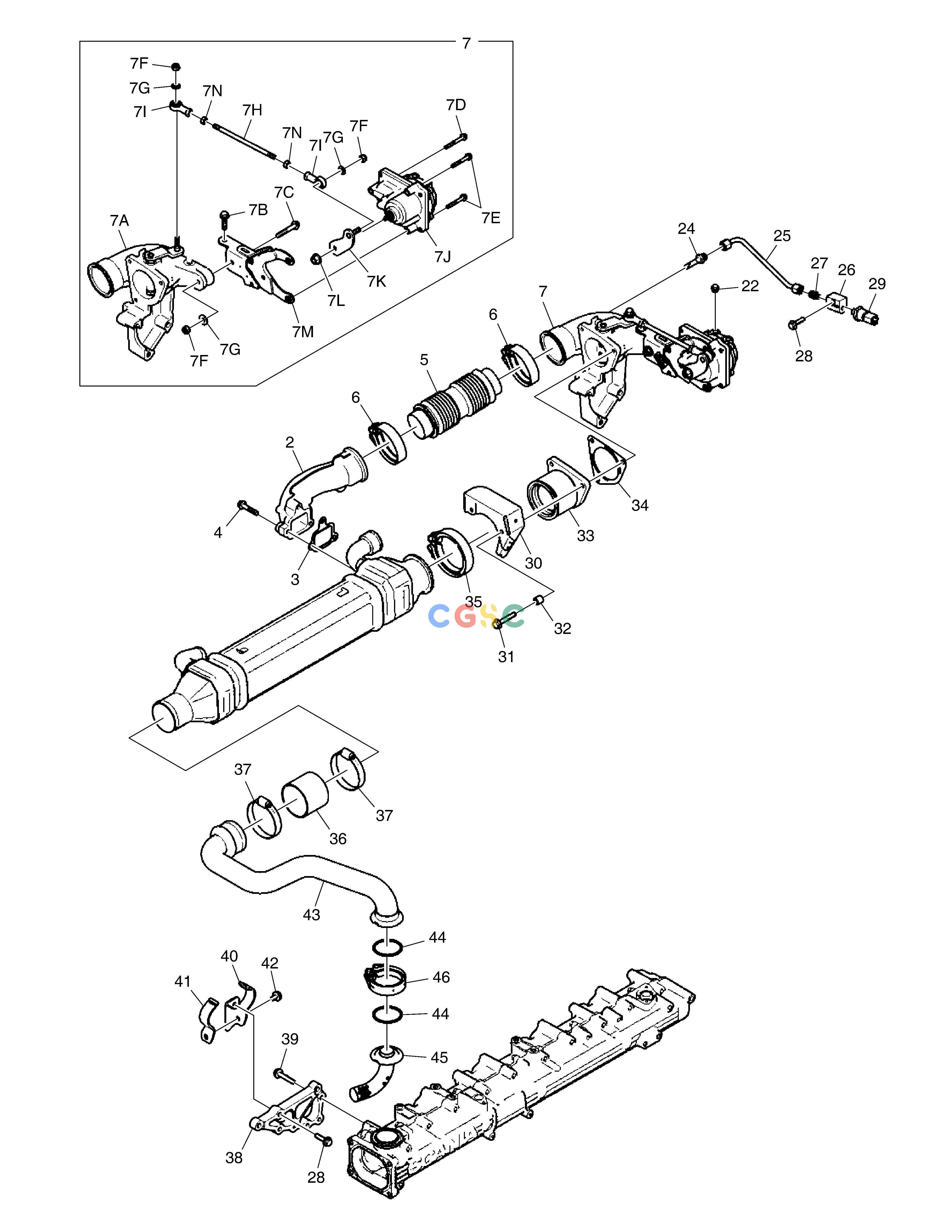斗山零件查询EGR SYSTEM DX300LC-5(S/N:1001~1057) Doosan parts catalog online