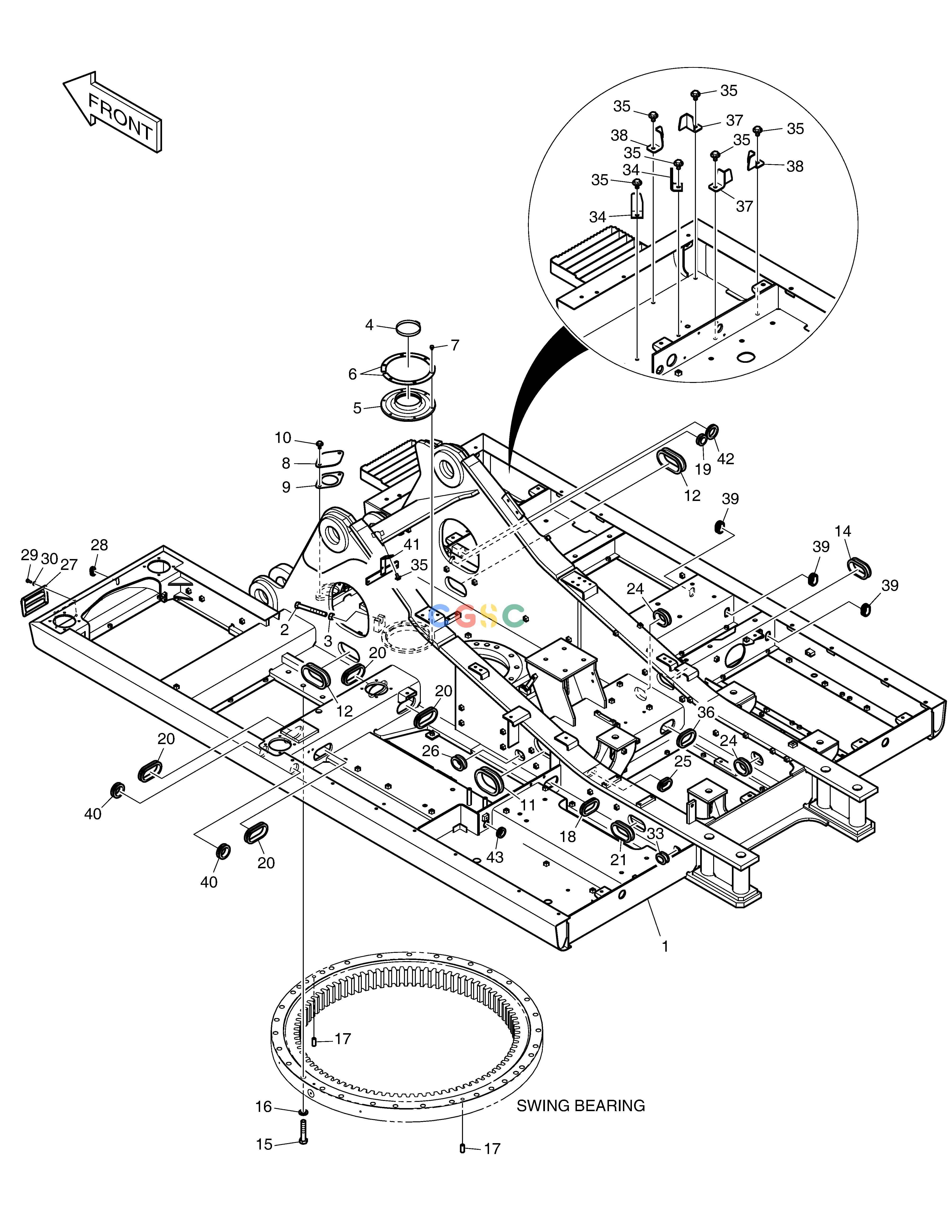 斗山零件查询MAIN FRAME DX300LC-5(S/N:1001~1057) Doosan parts catalog online