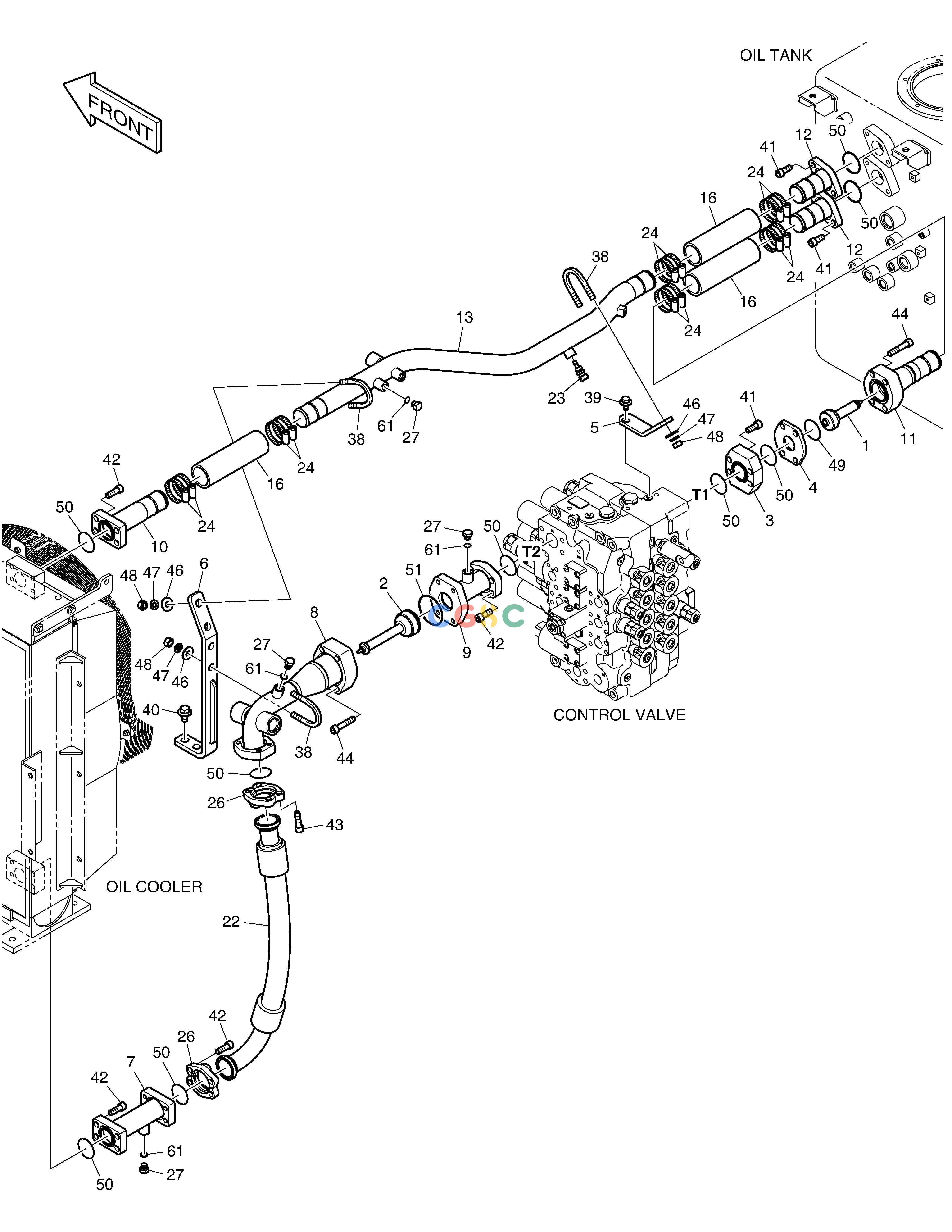 斗山零件查询OIL COOLER PIPING(2) DX300LC-5(S/N:1001~1057) Doosan parts catalog online