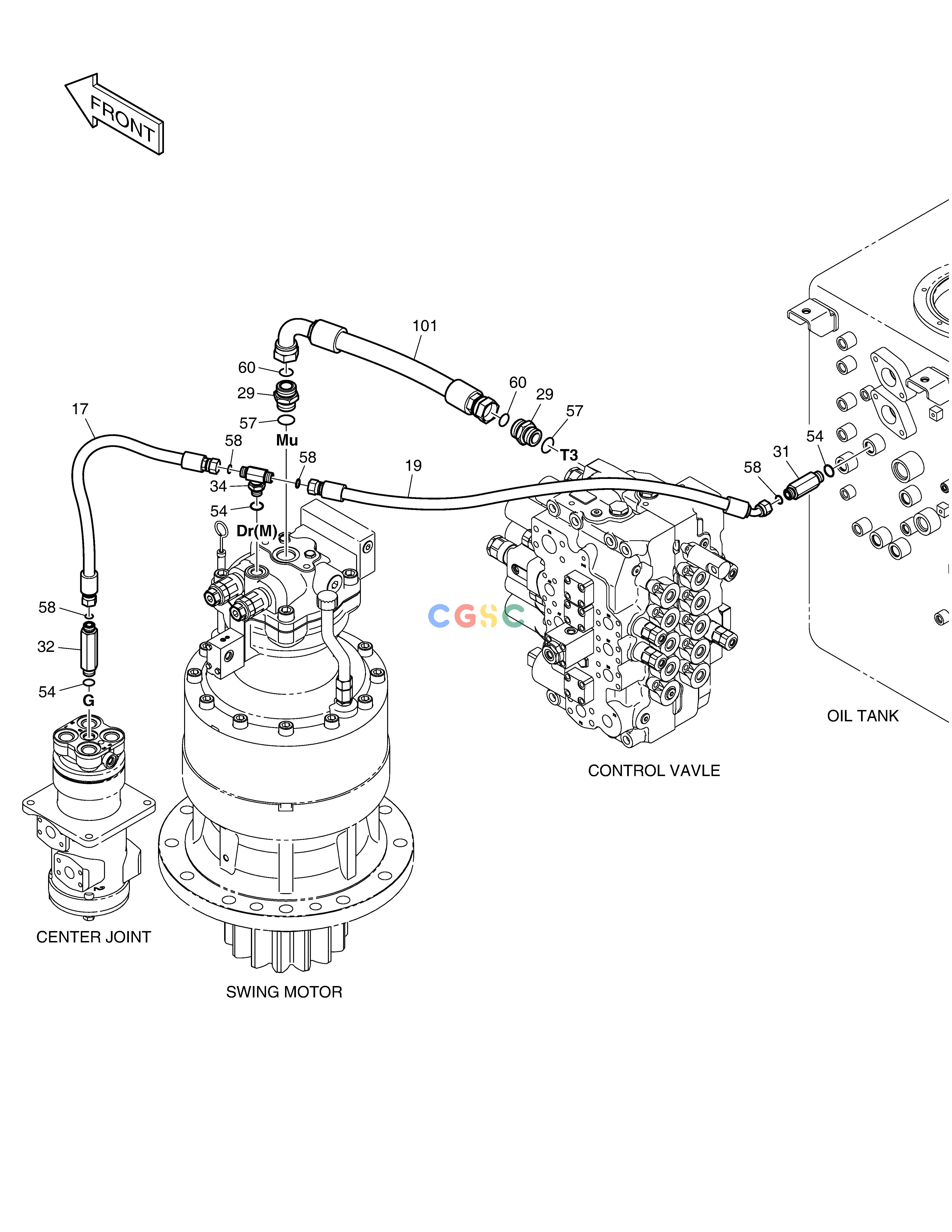 斗山零件查询OIL COOLER PIPING(3) DX300LC-5(S/N:1001~1057) Doosan parts catalog online