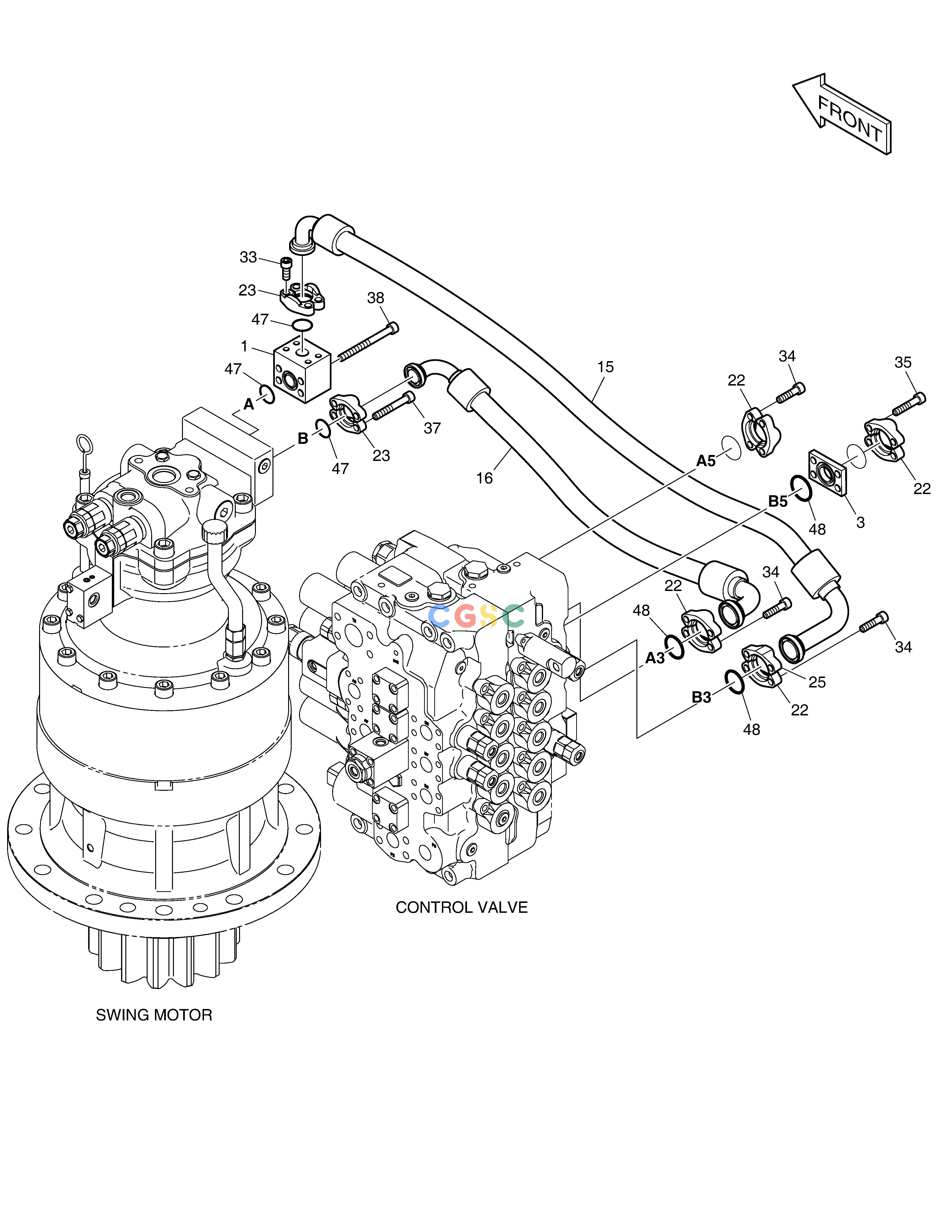斗山零件查询MAIN PIPING(3) - SWING DX300LC-5(S/N:1001~1057) Doosan parts catalog online