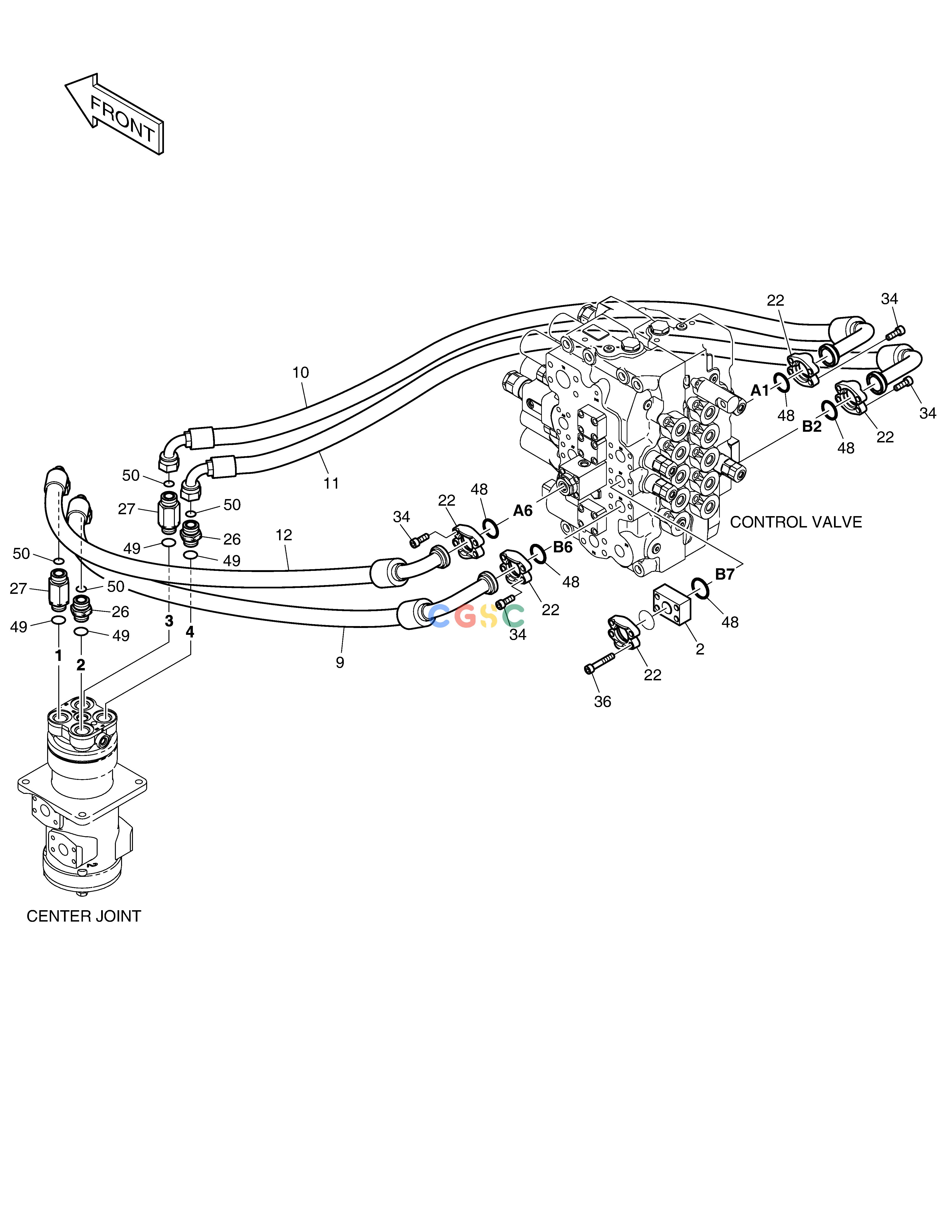 斗山零件查询MAIN PIPING(4) - CENTER JOINT DX300LC-5(S/N:1001~1057) Doosan parts catalog online