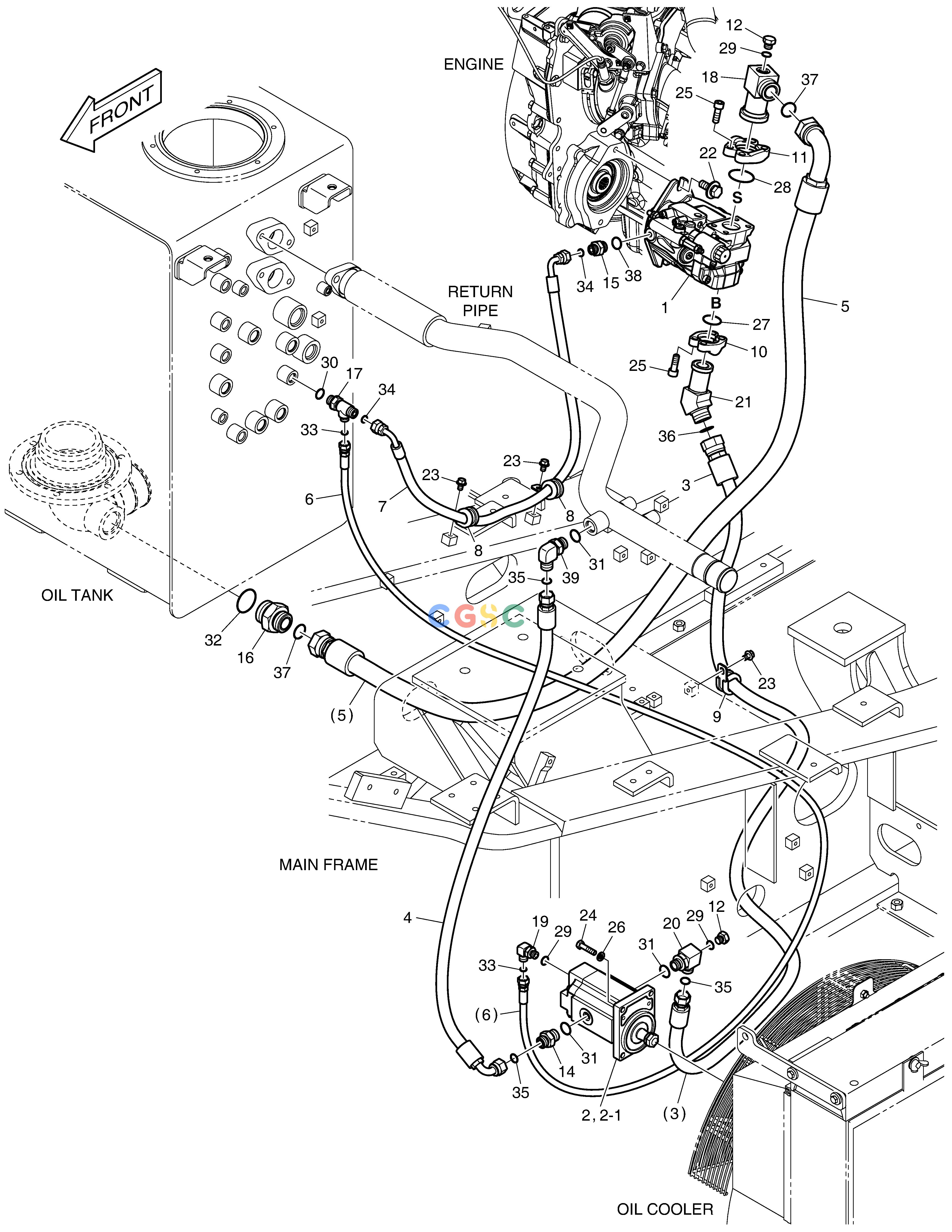 斗山零件查询MAIN PIPING(6) - FAN DRIVE DX300LC-5(S/N:1001~1057) Doosan parts catalog online