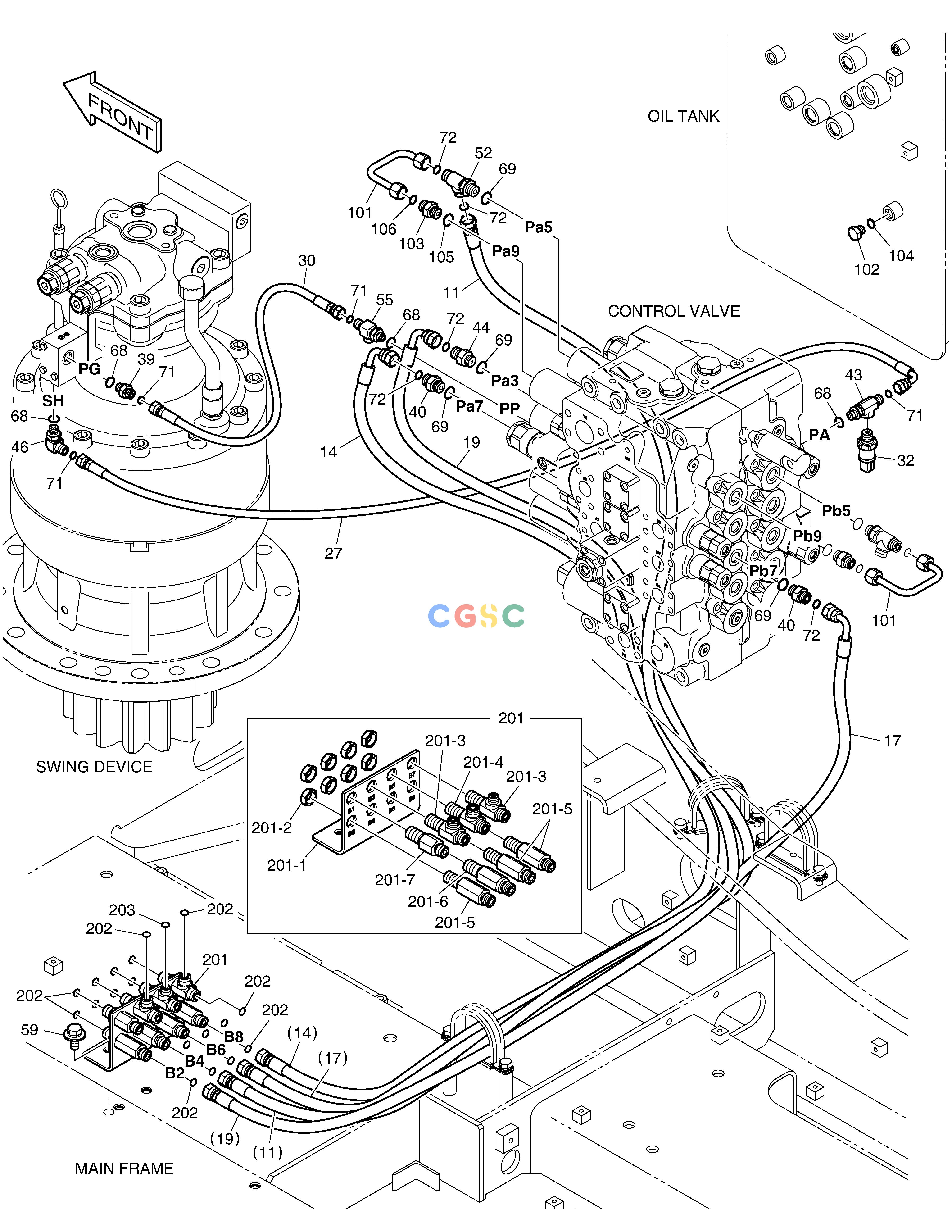 斗山零件查询PILOT PIPING(3) DX300LC-5(S/N:1001~1057) Doosan parts catalog online