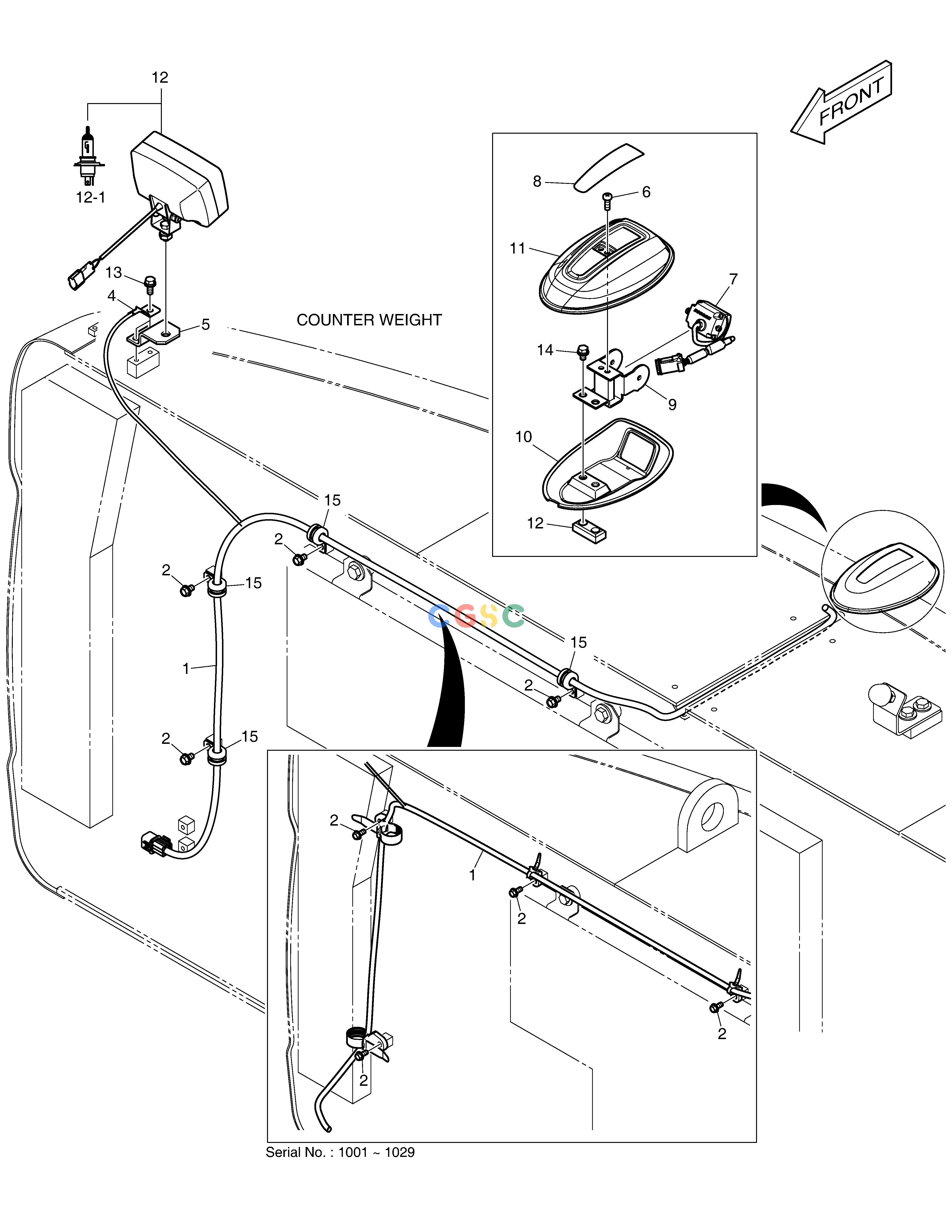 斗山零件查询REAR VIEW CAMERA DX300LC-5(S/N:1001~1057) Doosan parts catalog online