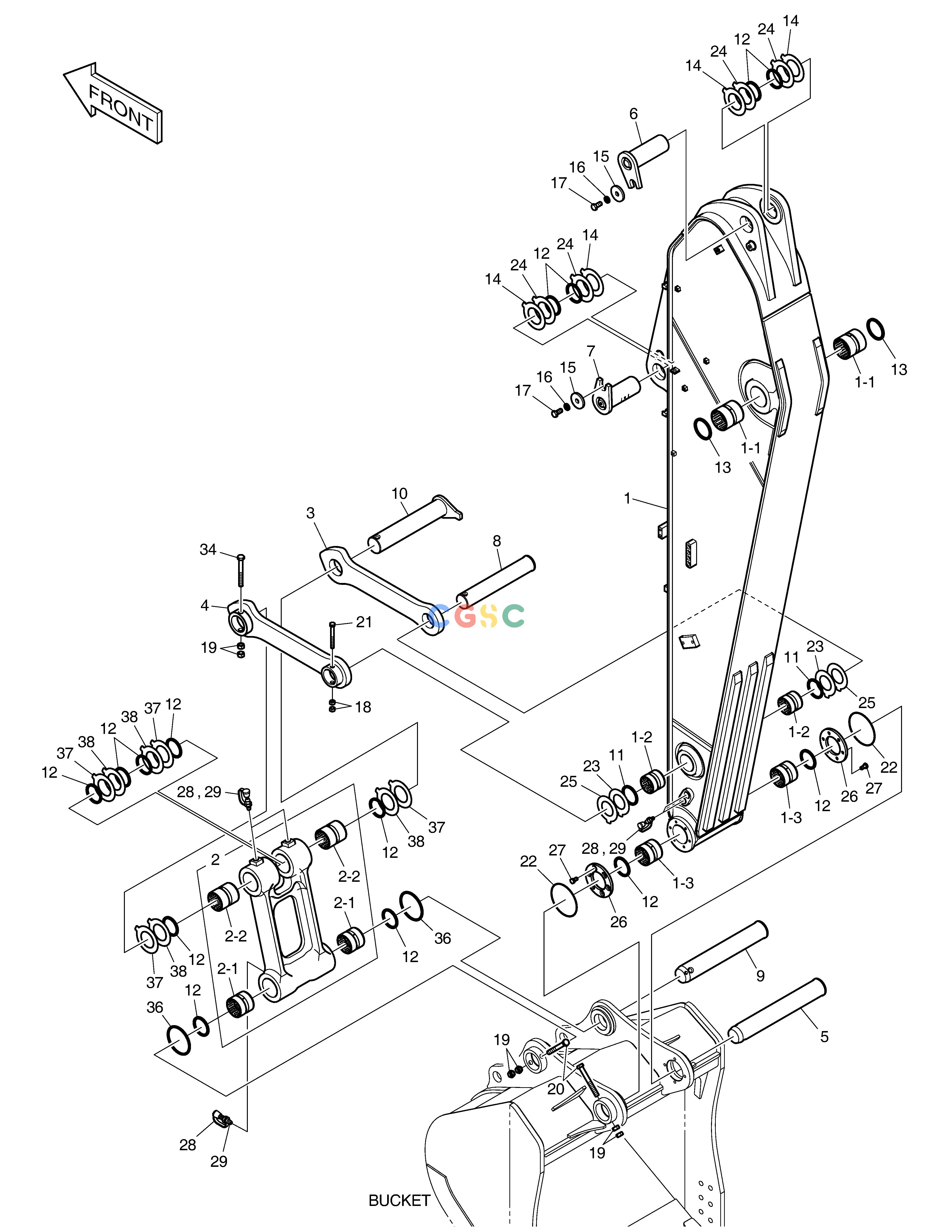斗山零件查询ARM - 3.1m DX300LC-5(S/N:1001~1057) Doosan parts catalog online