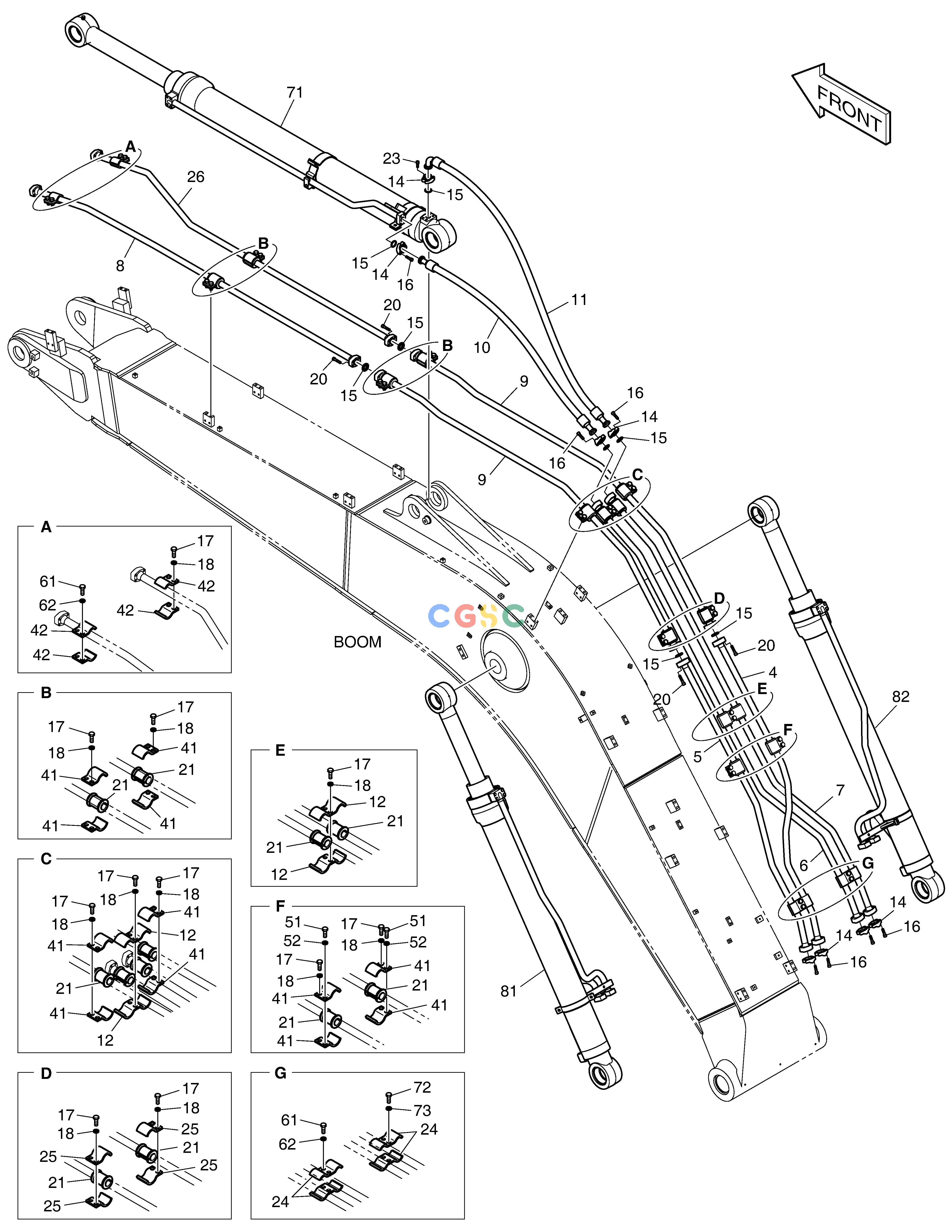 斗山零件查询BOOM PIPING DX300LC-5(S/N:1001~1057) Doosan parts catalog online