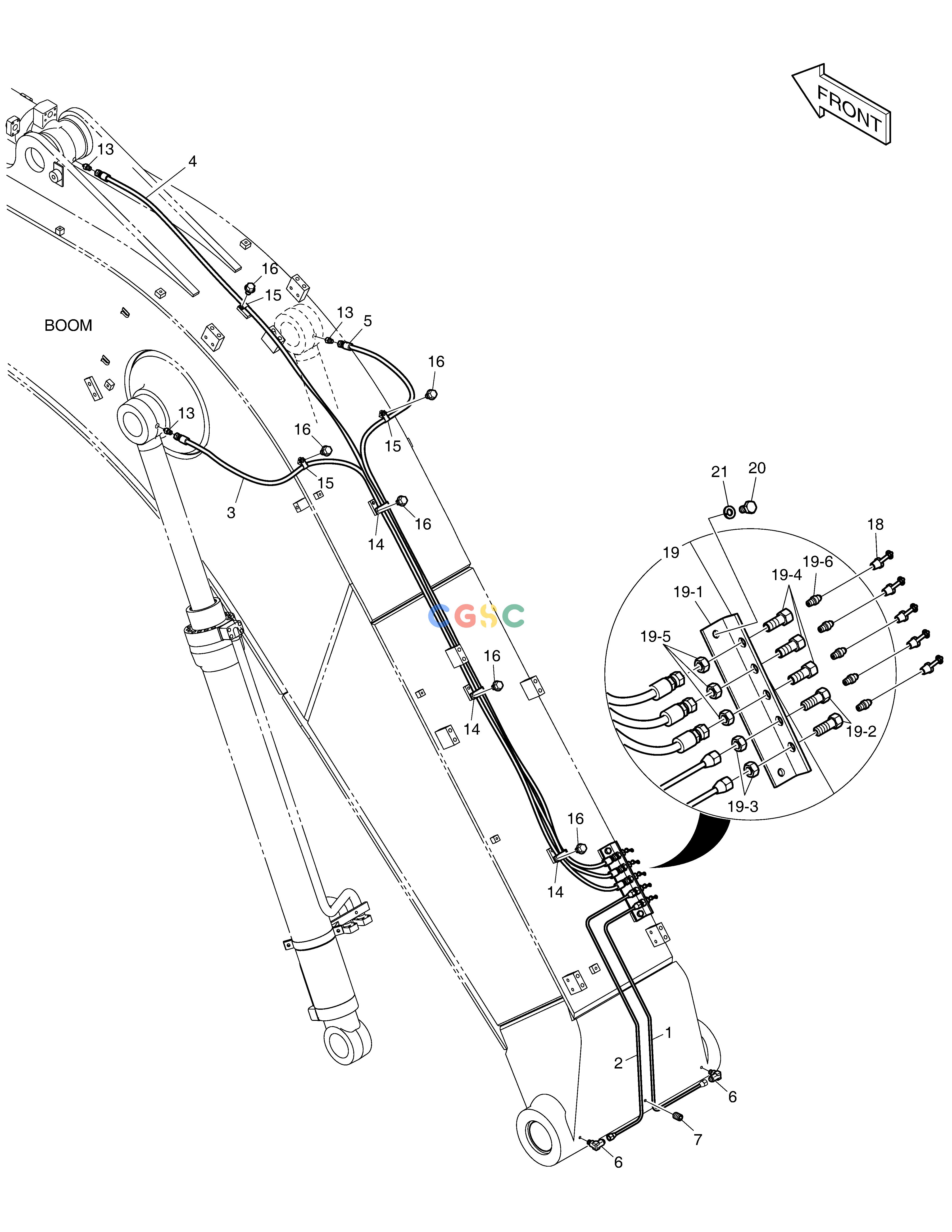 斗山零件查询LUBRICATION PIPING - BOOM DX300LC-5(S/N:1001~1057) Doosan parts catalog online