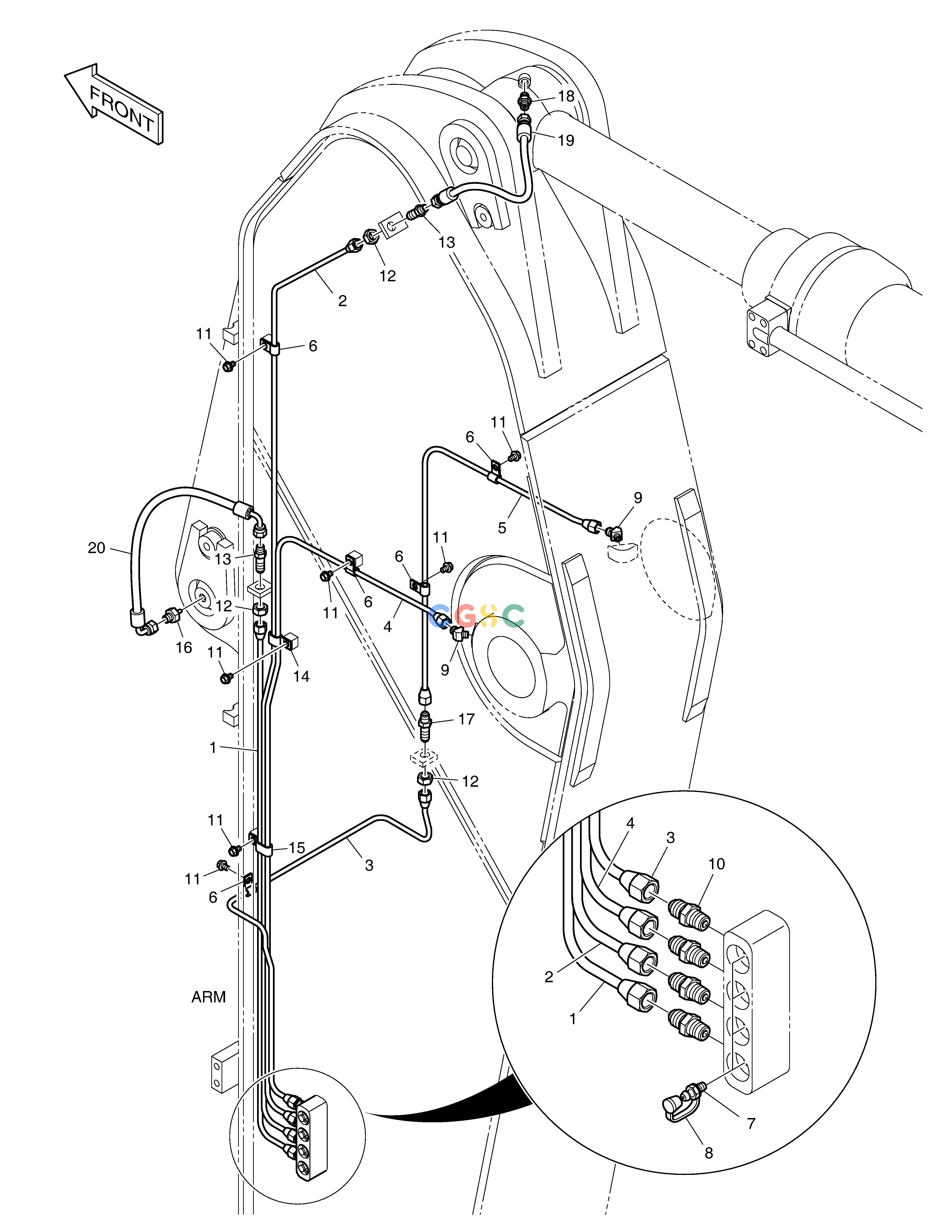 斗山零件查询LUBRICATION PIPING - ARM 3.1m DX300LC-5(S/N:1001~1057) Doosan parts catalog online