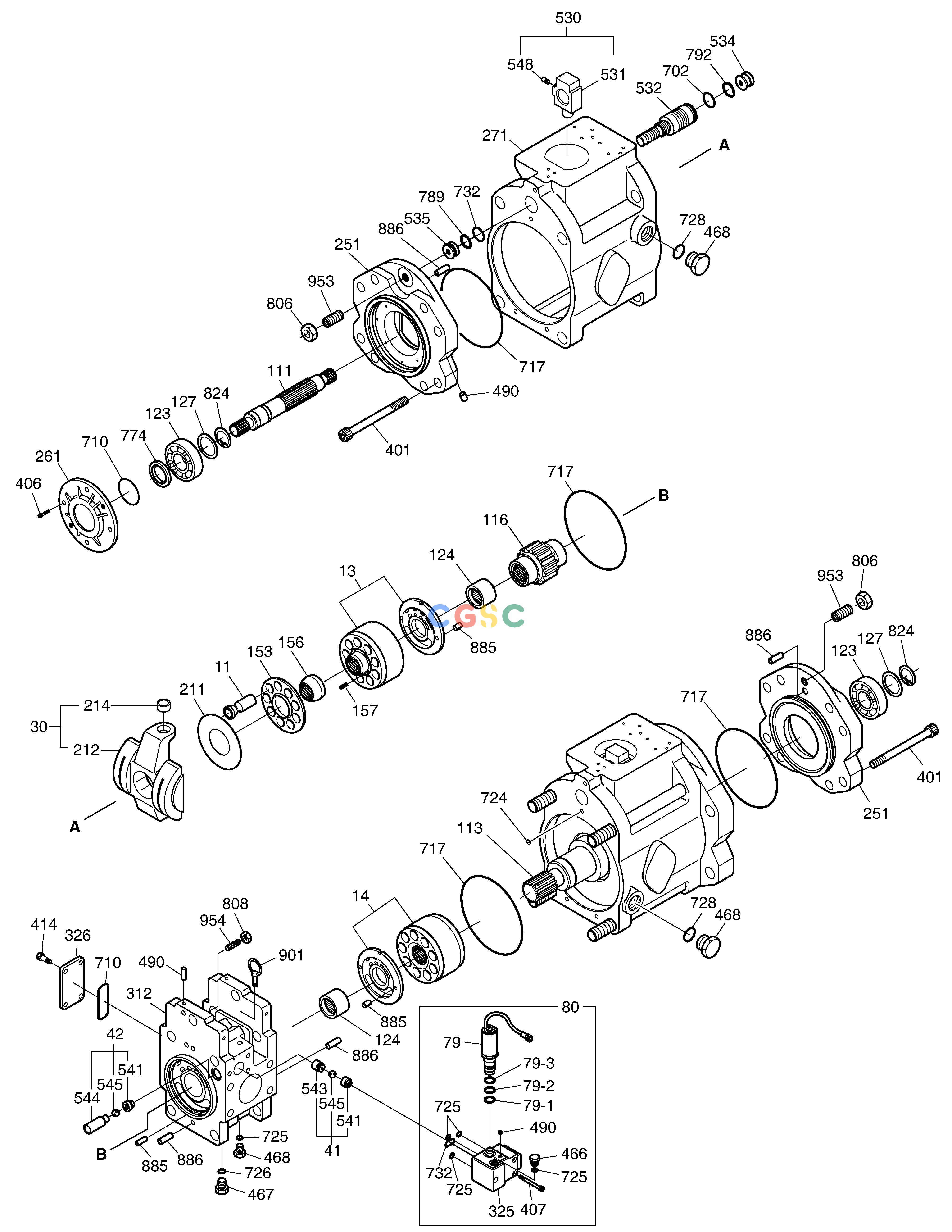 斗山零件查询MAIN PUMP DX300LC-5(S/N:1001~1057) Doosan parts catalog online