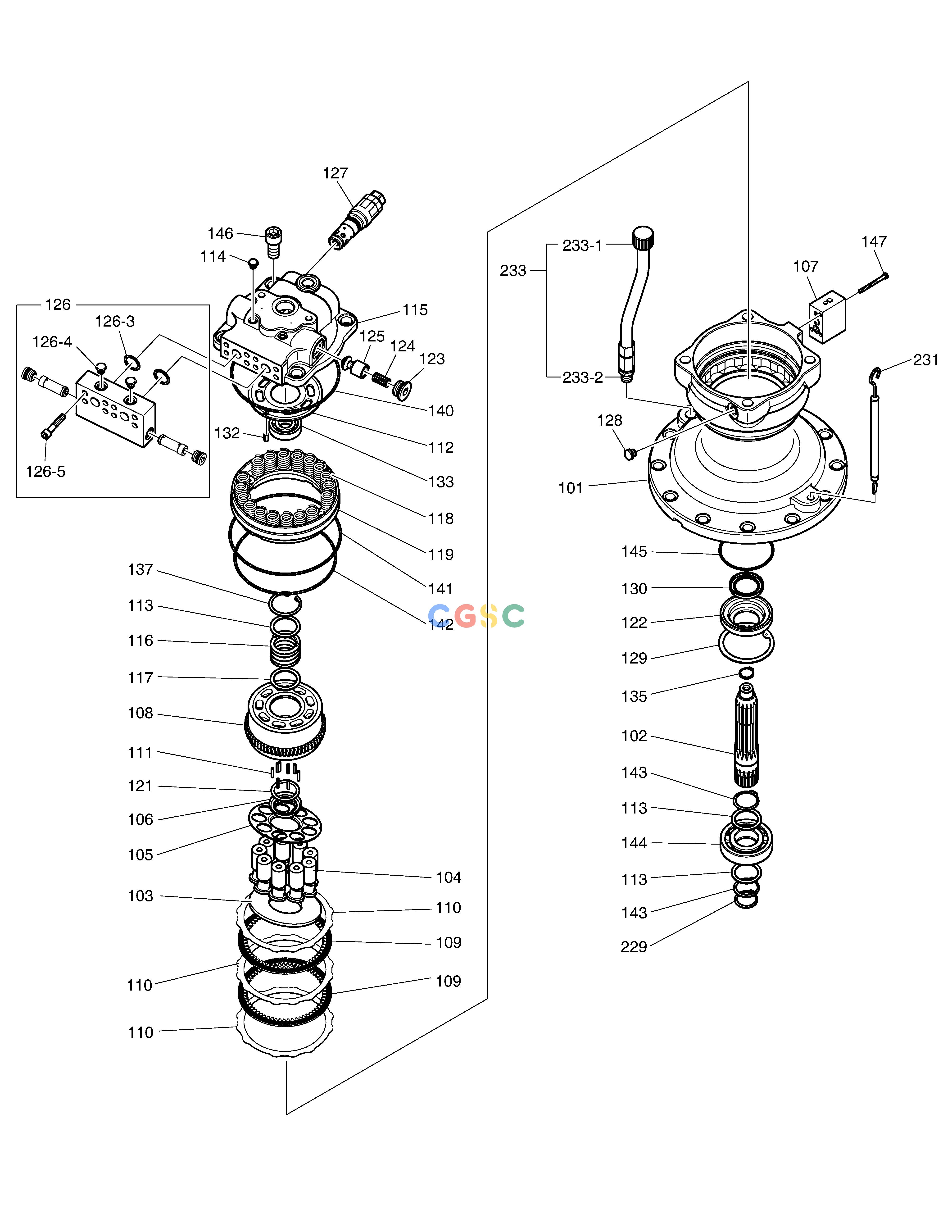 斗山零件查询SWING MOTOR DX300LC-5(S/N:1001~1057) Doosan parts catalog online