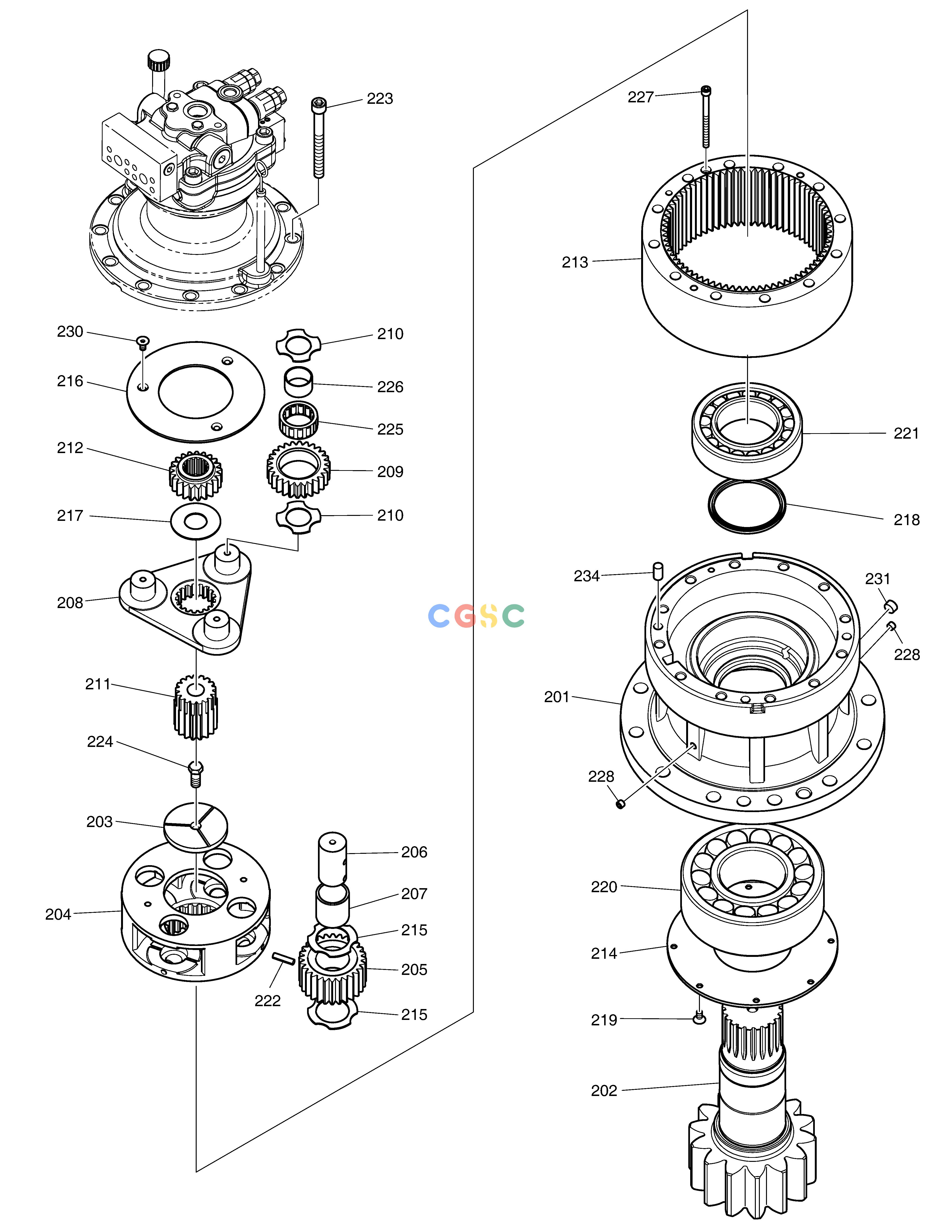 斗山零件查询SWING REDUCTION GEAR DX300LC-5(S/N:1001~1057) Doosan parts catalog online