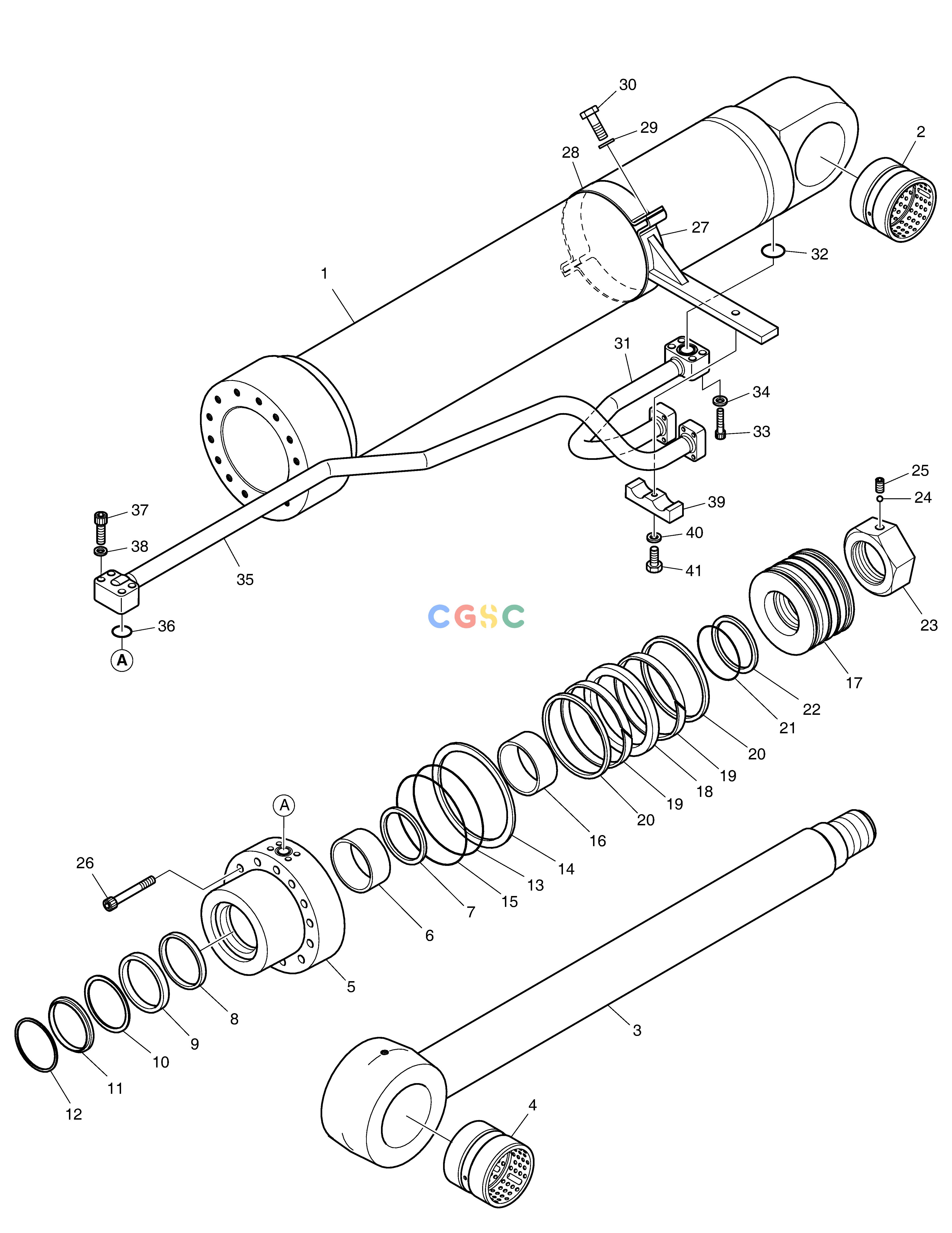 斗山零件查询BOOM CYLINDER - R.H DX300LC-5(S/N:1001~1057) Doosan parts catalog online