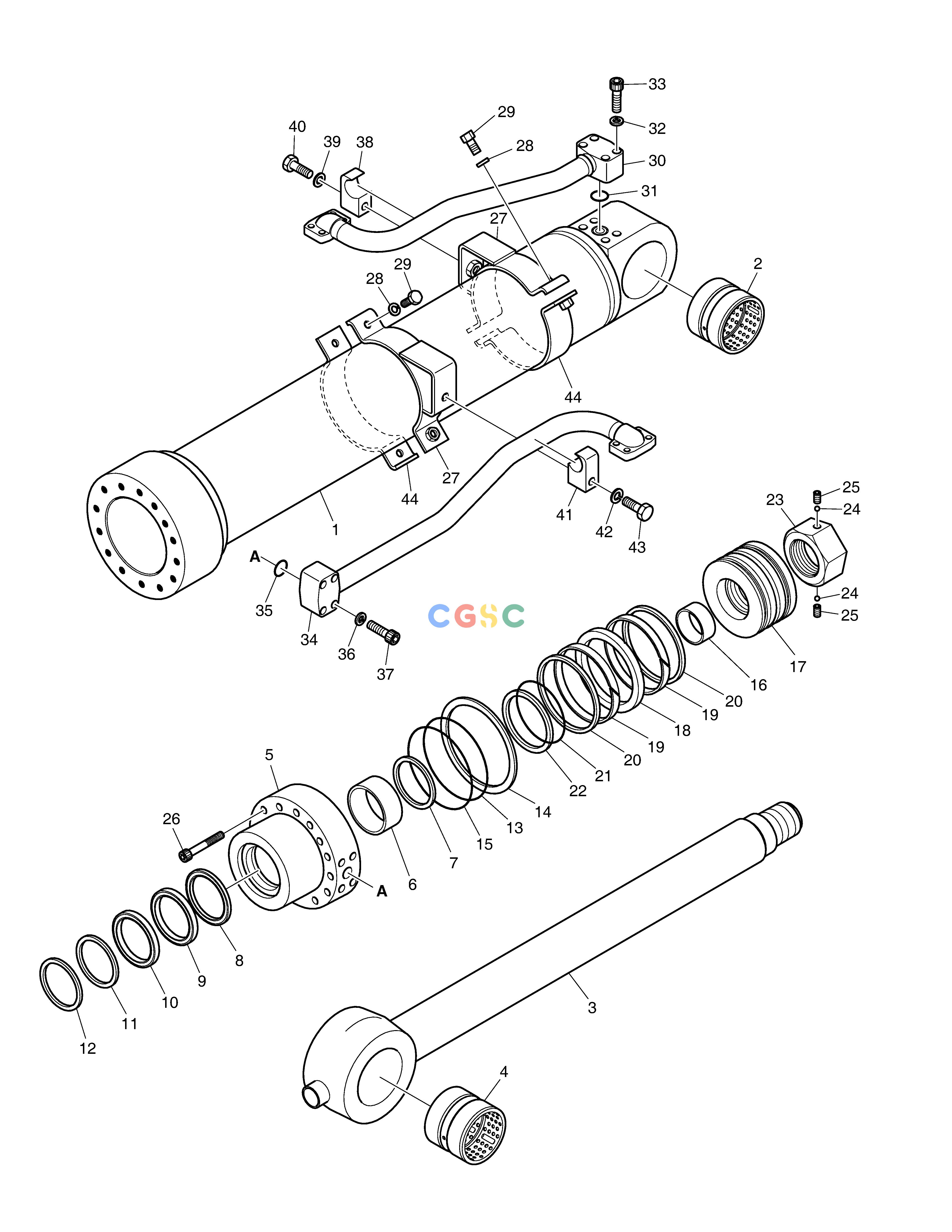 斗山零件查询BUCKET CYLINDER - ARM 2.5m DX300LC-5(S/N:1001~1057) Doosan parts catalog online