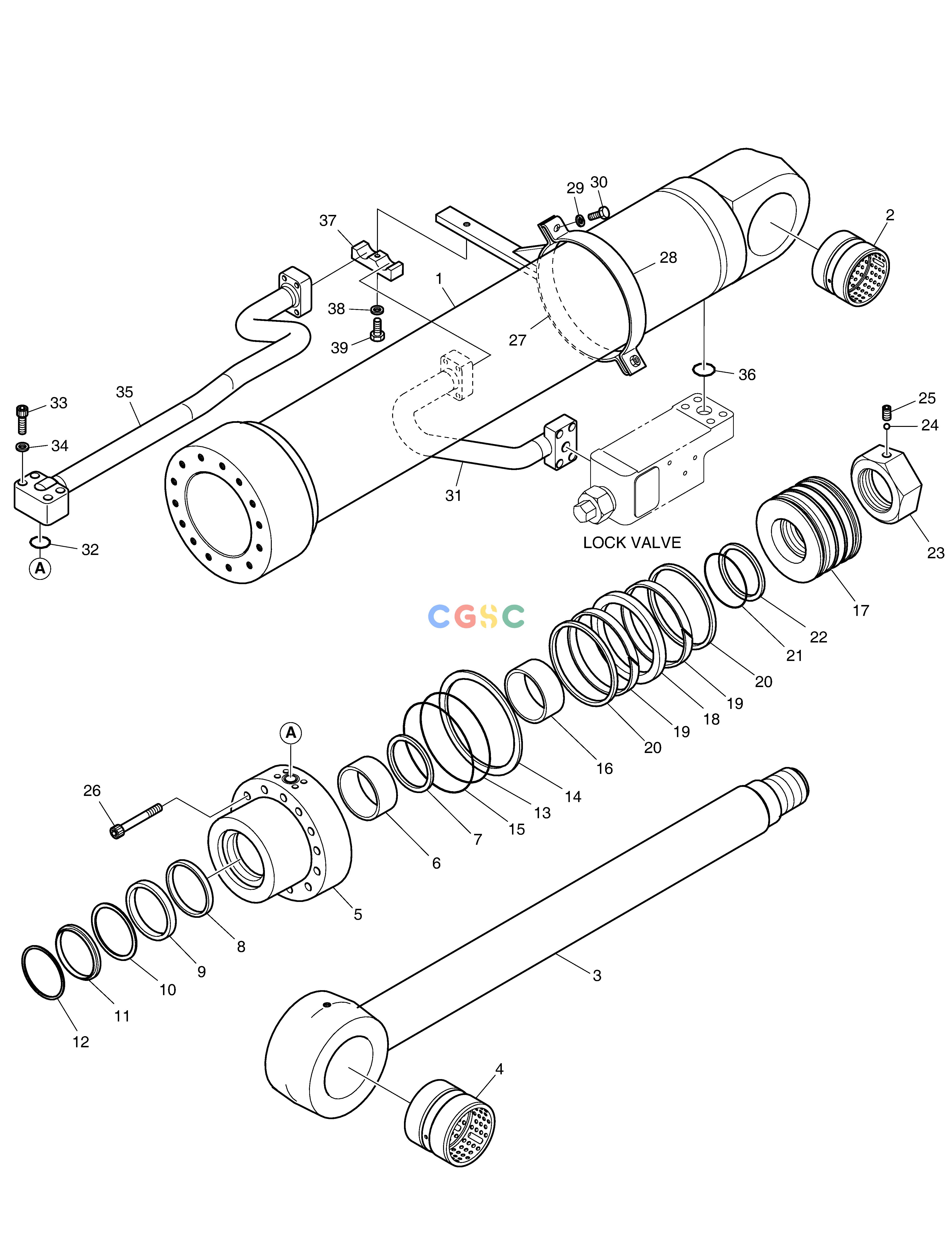 斗山零件查询BOOM CYLINDER(L.H)-LOCK VALVE DX300LC-5(S/N:1001~1057) Doosan parts catalog online