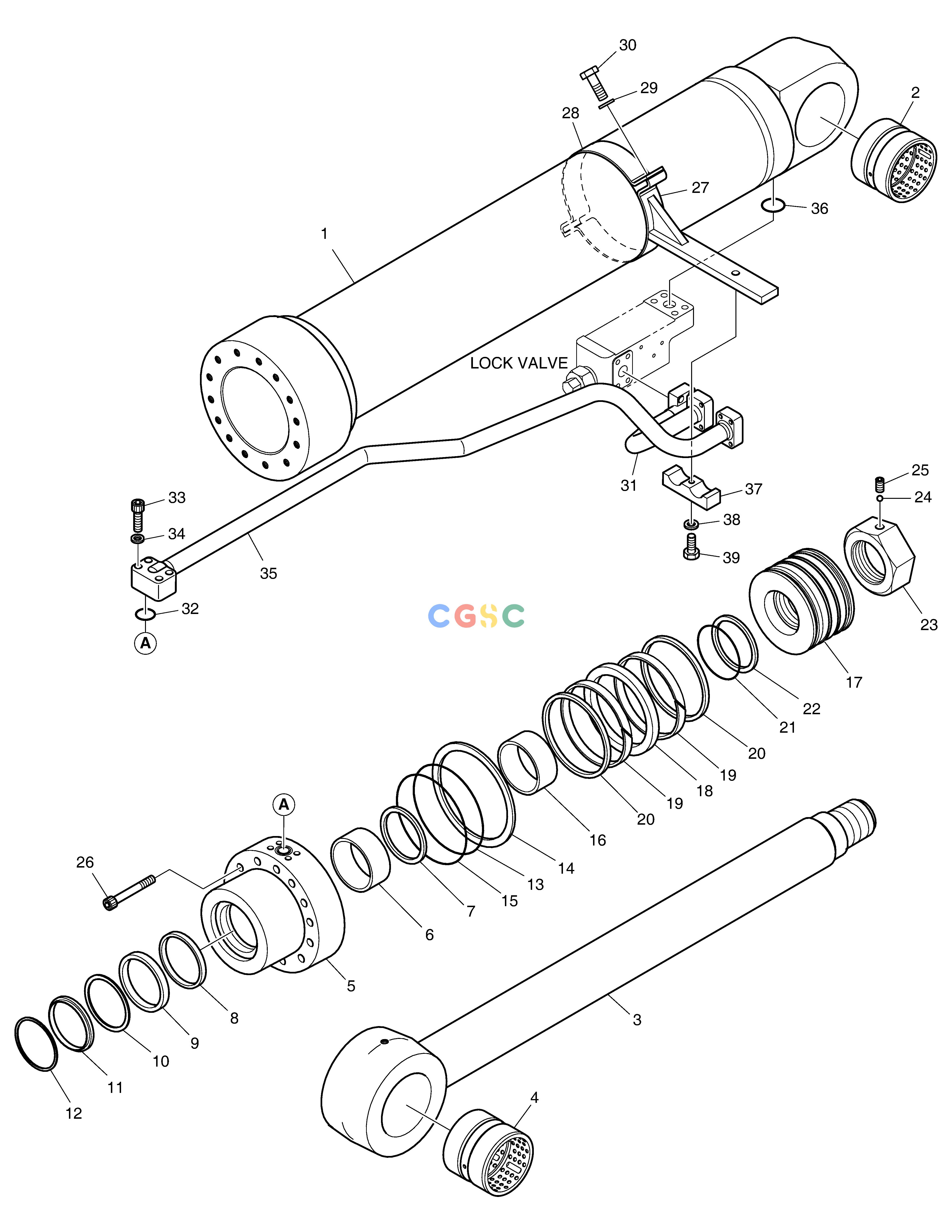 斗山零件查询BOOM CYLINDER(R.H)-LOCK VALVE DX300LC-5(S/N:1001~1057) Doosan parts catalog online