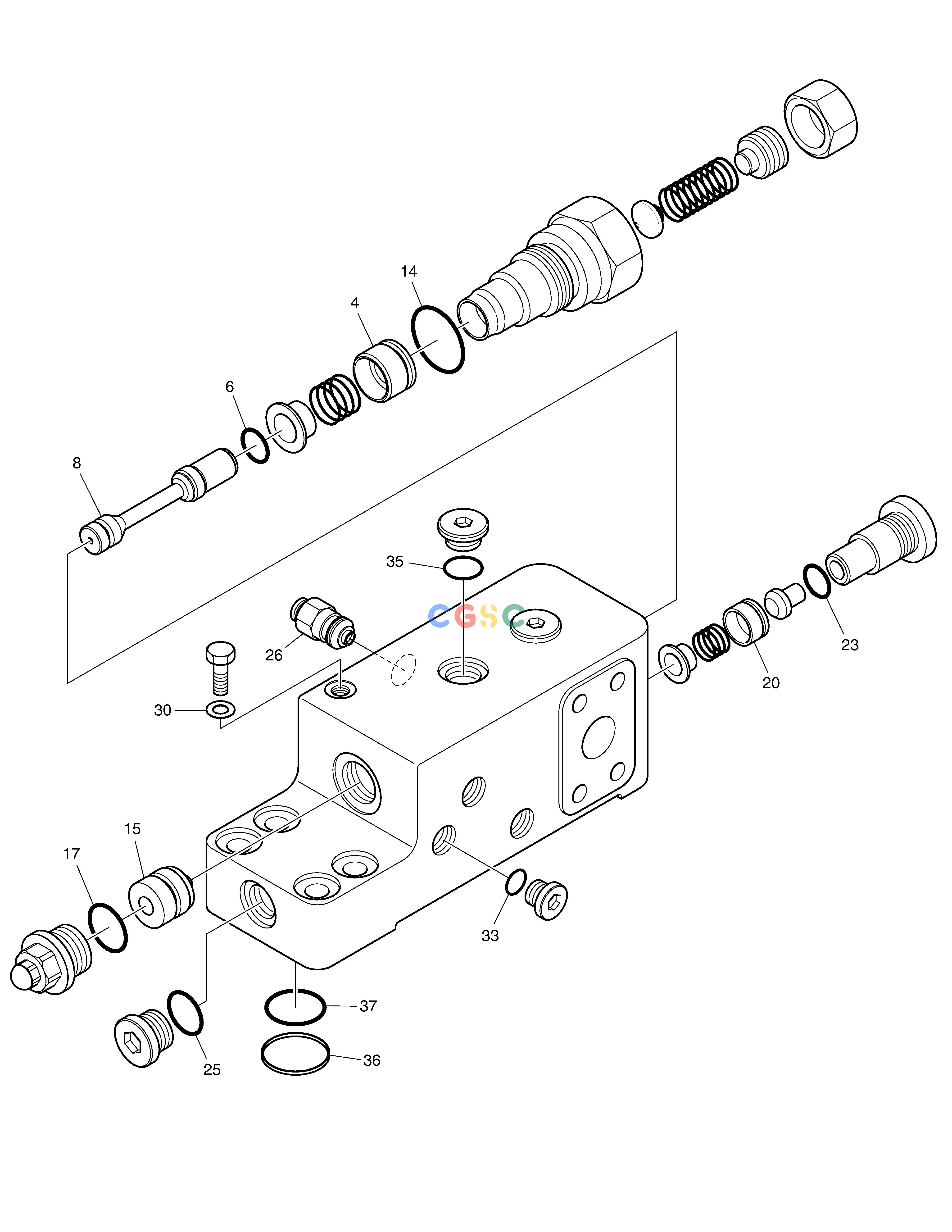斗山零件查询LOCK VALVE - BOOM DX300LC-5(S/N:1001~1057) Doosan parts catalog online