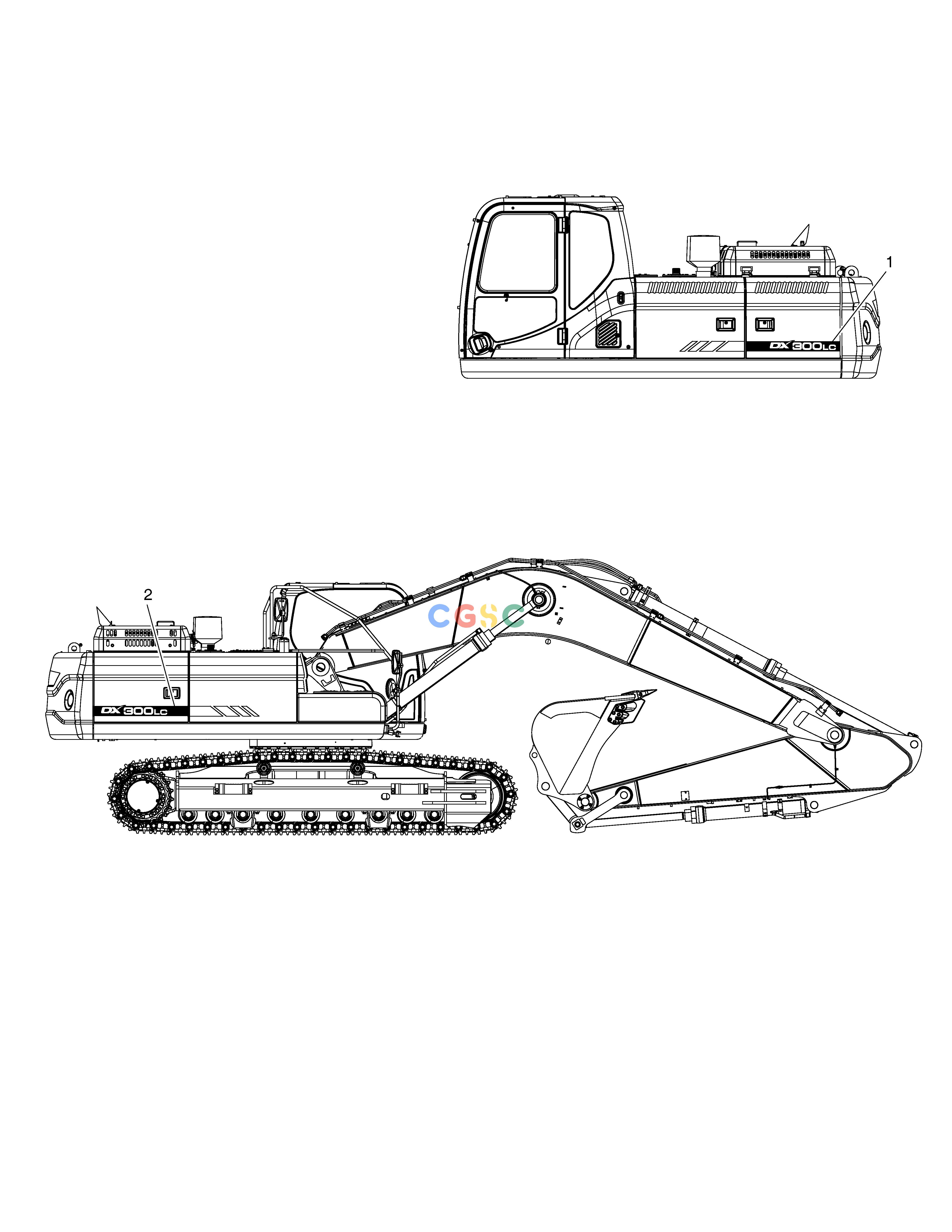 斗山零件查询DECAL - MACHINE NAME DX300LC-5(S/N:1001~1057) Doosan parts catalog online