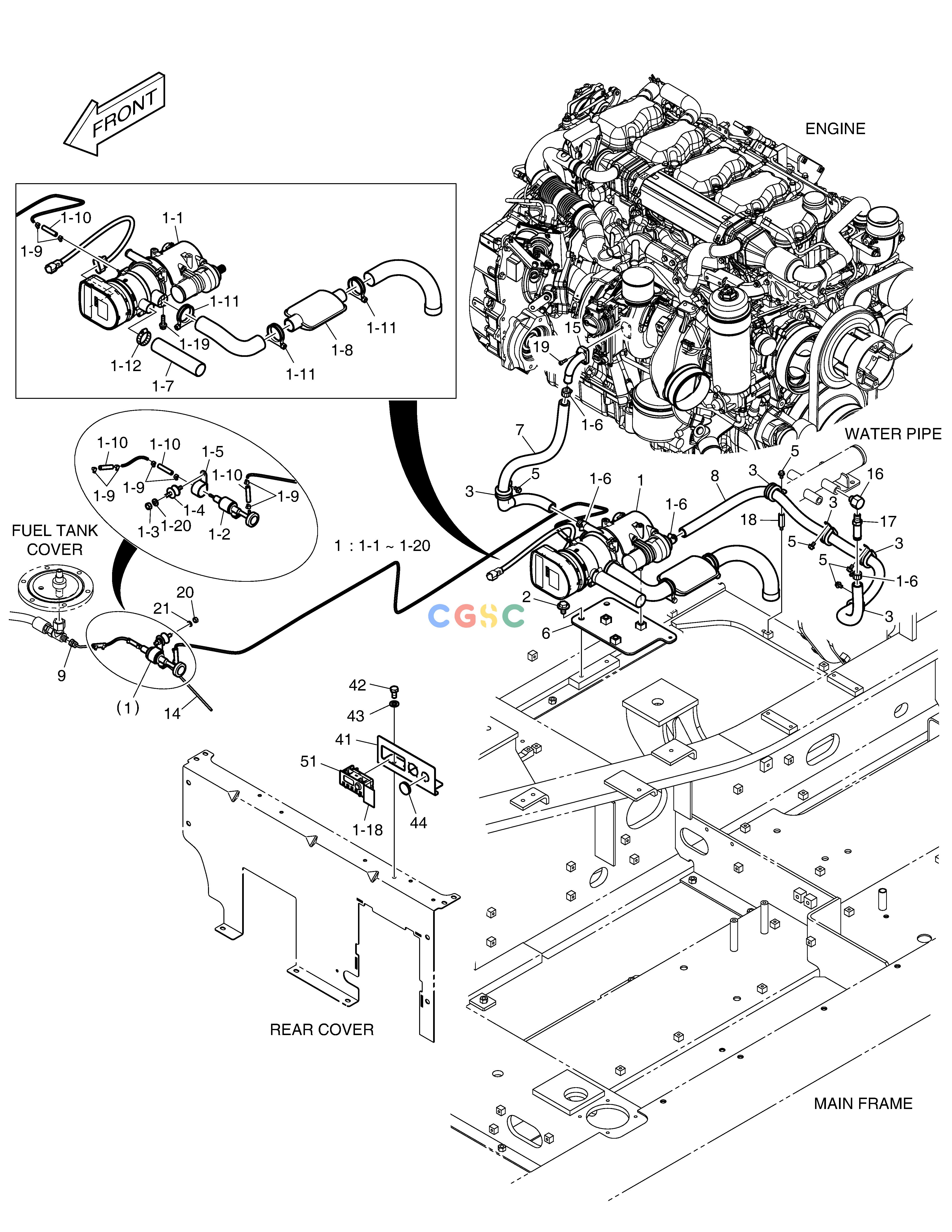斗山零件查询DIESEL HEATER DX300LC-5(S/N:1001~1057) Doosan parts catalog online