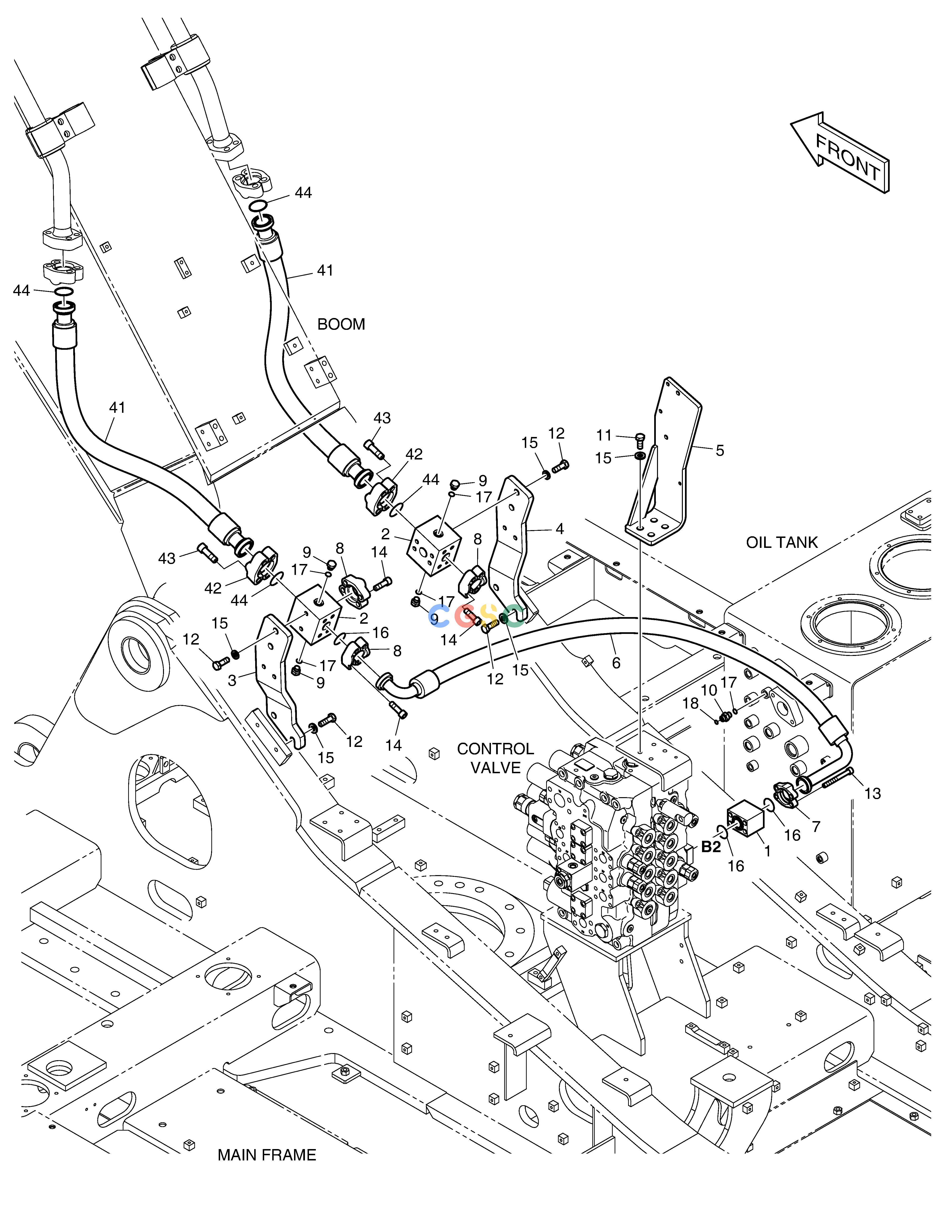 斗山零件查询MAIN PIPING - ONE & TWO WAY DX300LC-5(S/N:1001~1057) Doosan parts catalog online