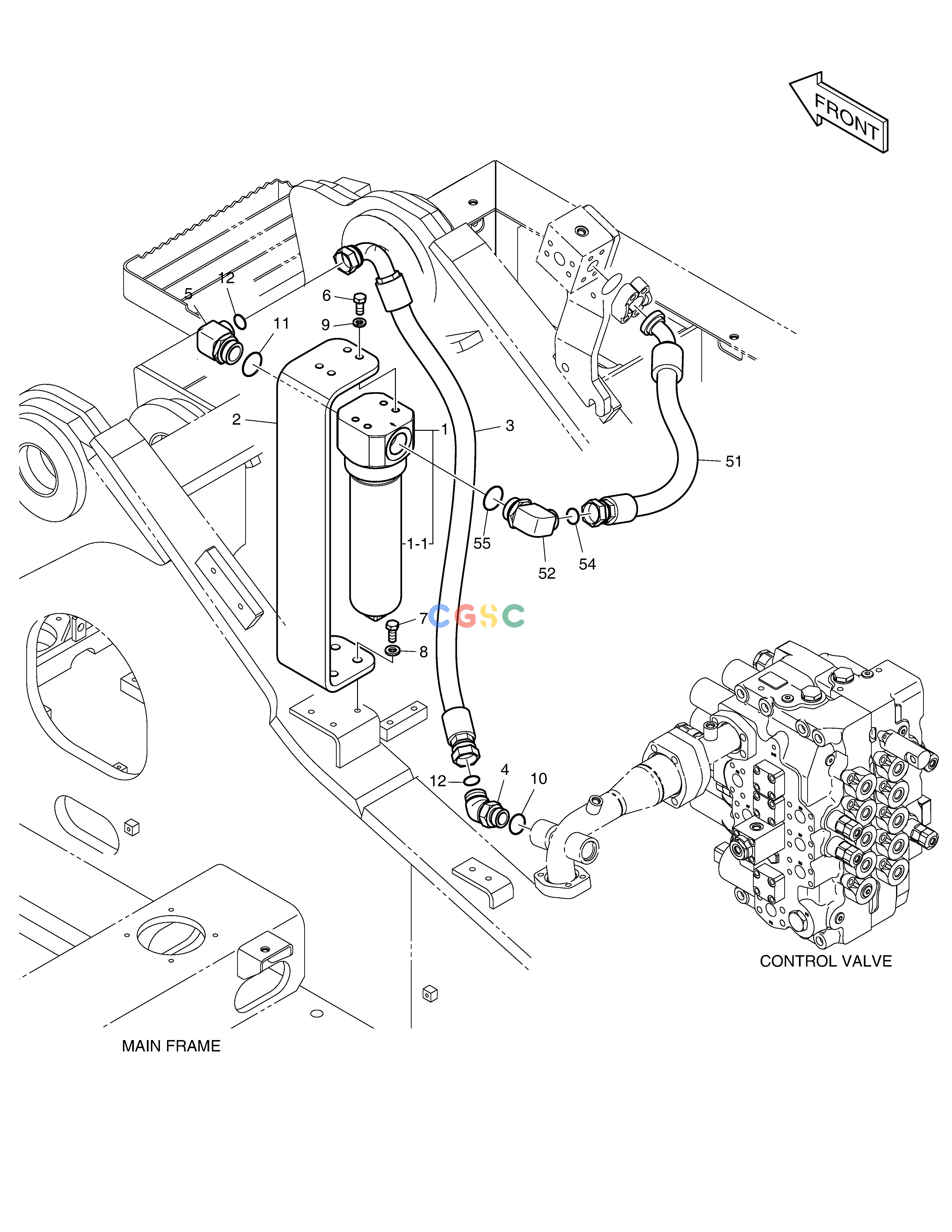 斗山零件查询ONE WAY PIPING - WITH FILTER DX300LC-5(S/N:1001~1057) Doosan parts catalog online