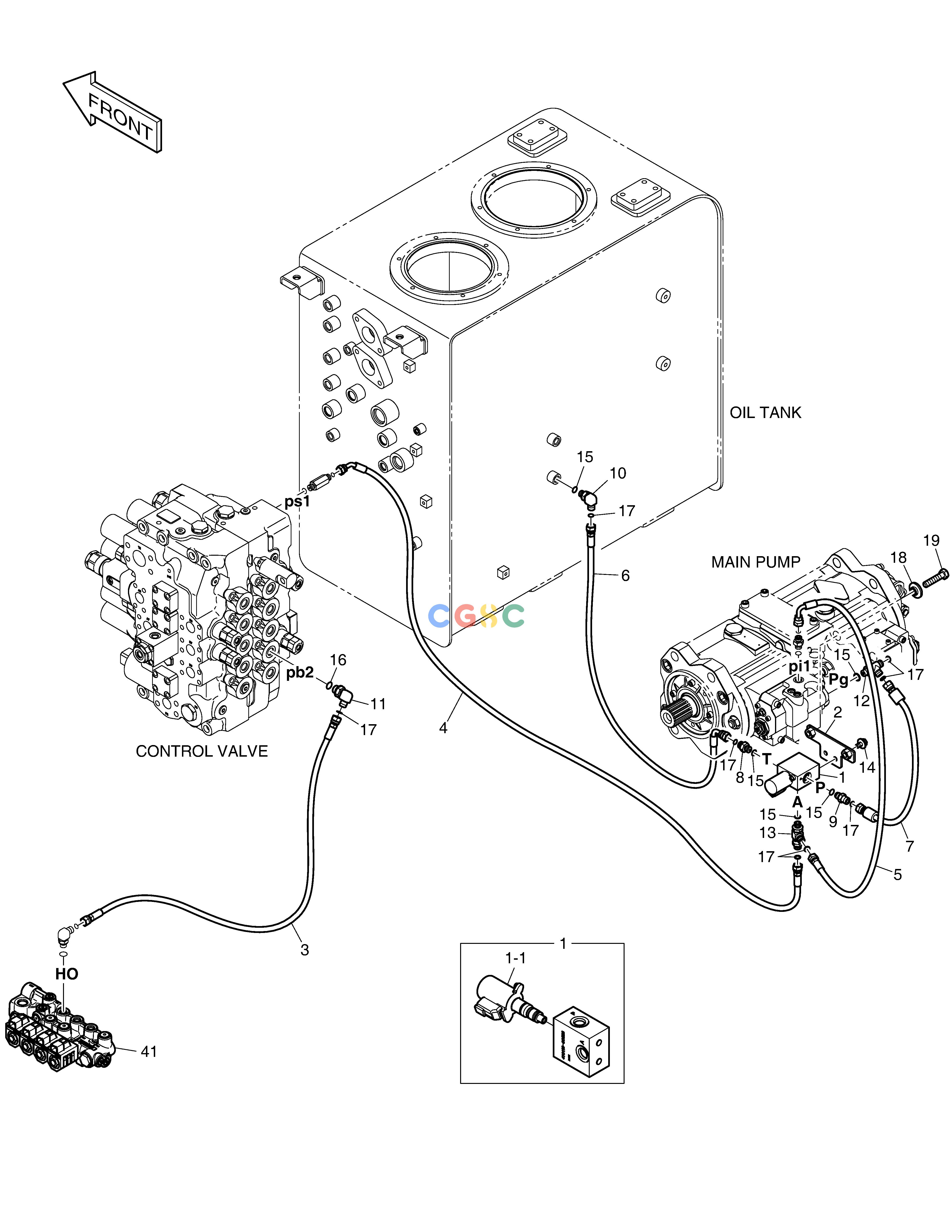 斗山零件查询PILOT PIPING - ONE & TWO WAY DX300LC-5(S/N:1001~1057) Doosan parts catalog online