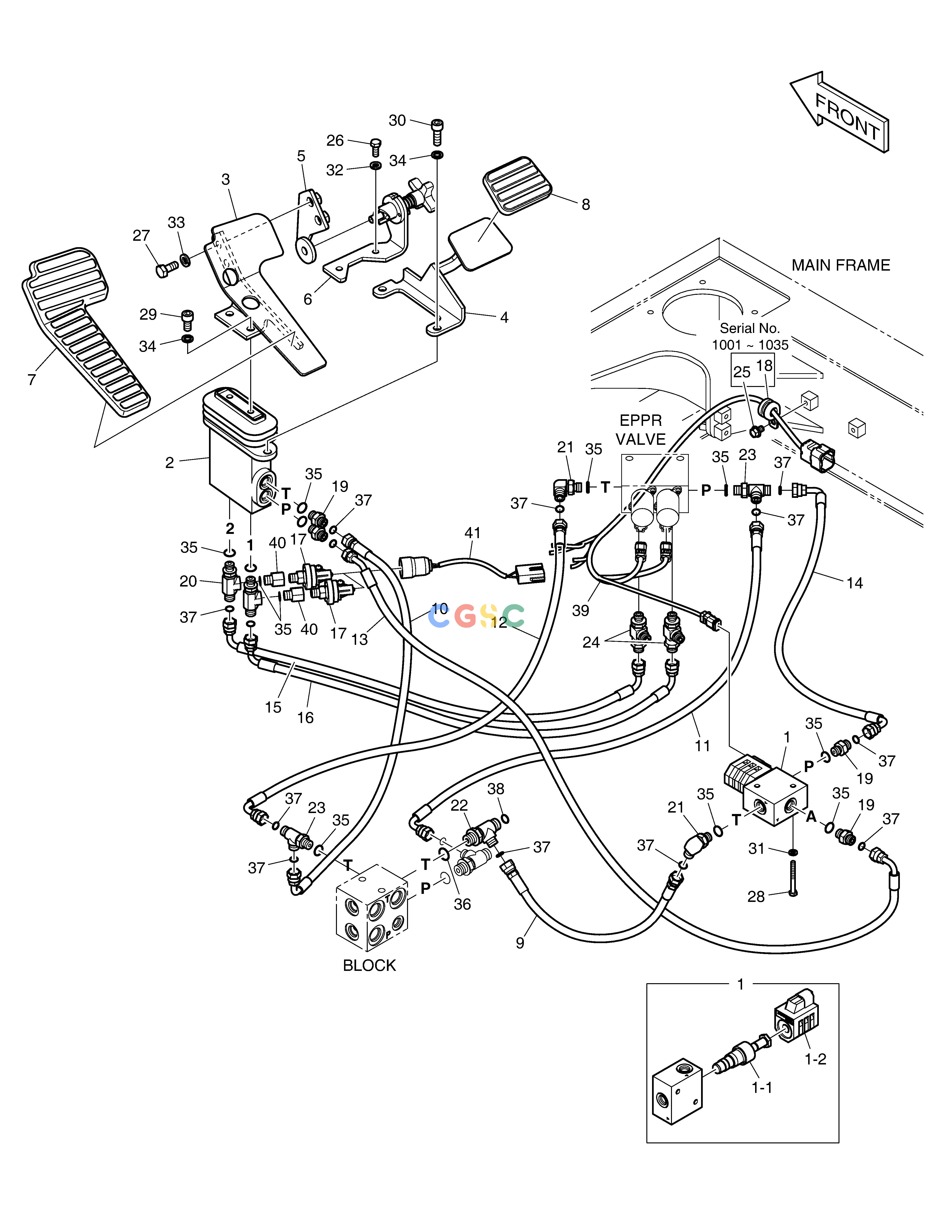斗山零件查询PILOT PIPING - TWO WAY(WITH PEDAL) DX300LC-5(S/N:1001~1057) Doosan parts catalog online