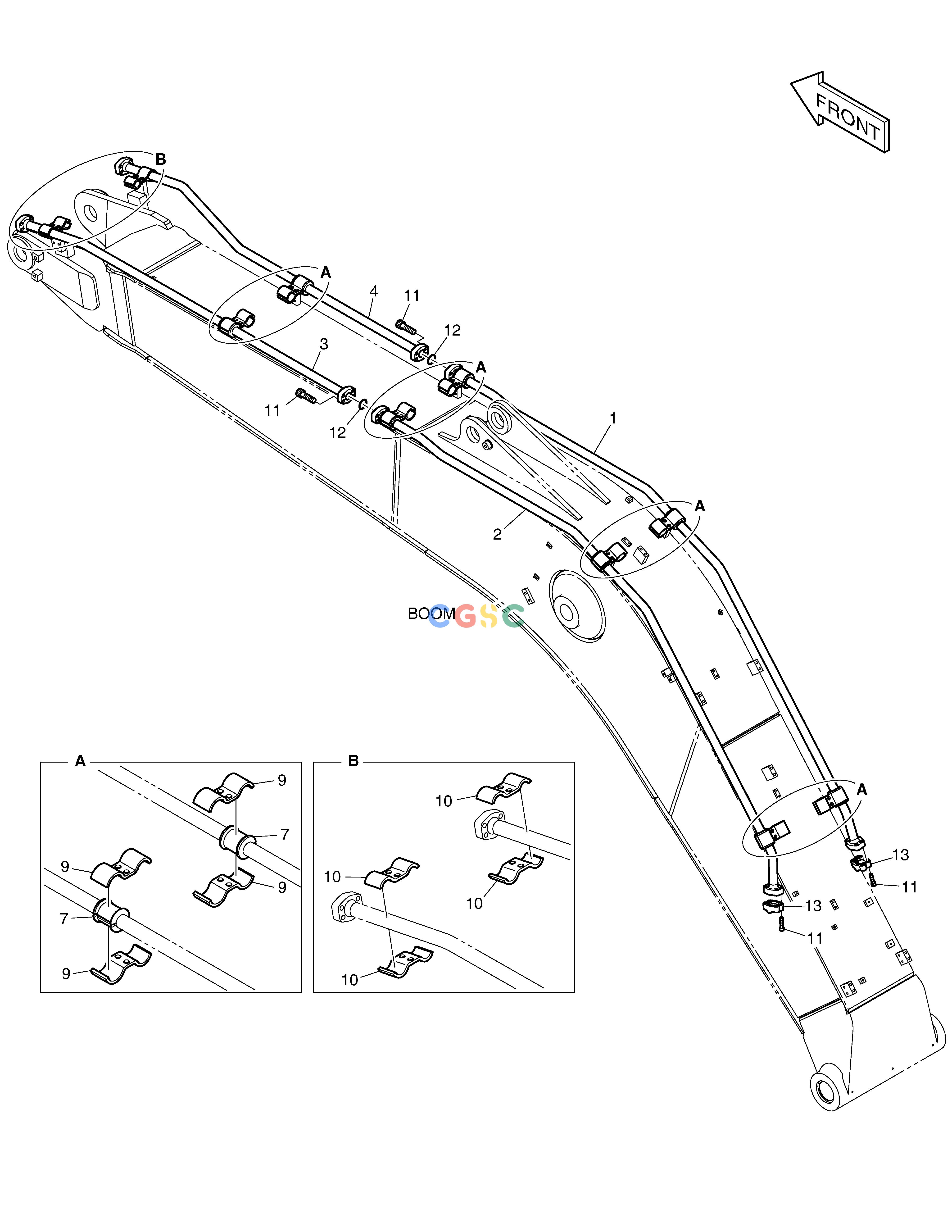斗山零件查询BOOM PIPING - ONE & TWO WAY DX300LC-5(S/N:1001~1057) Doosan parts catalog online