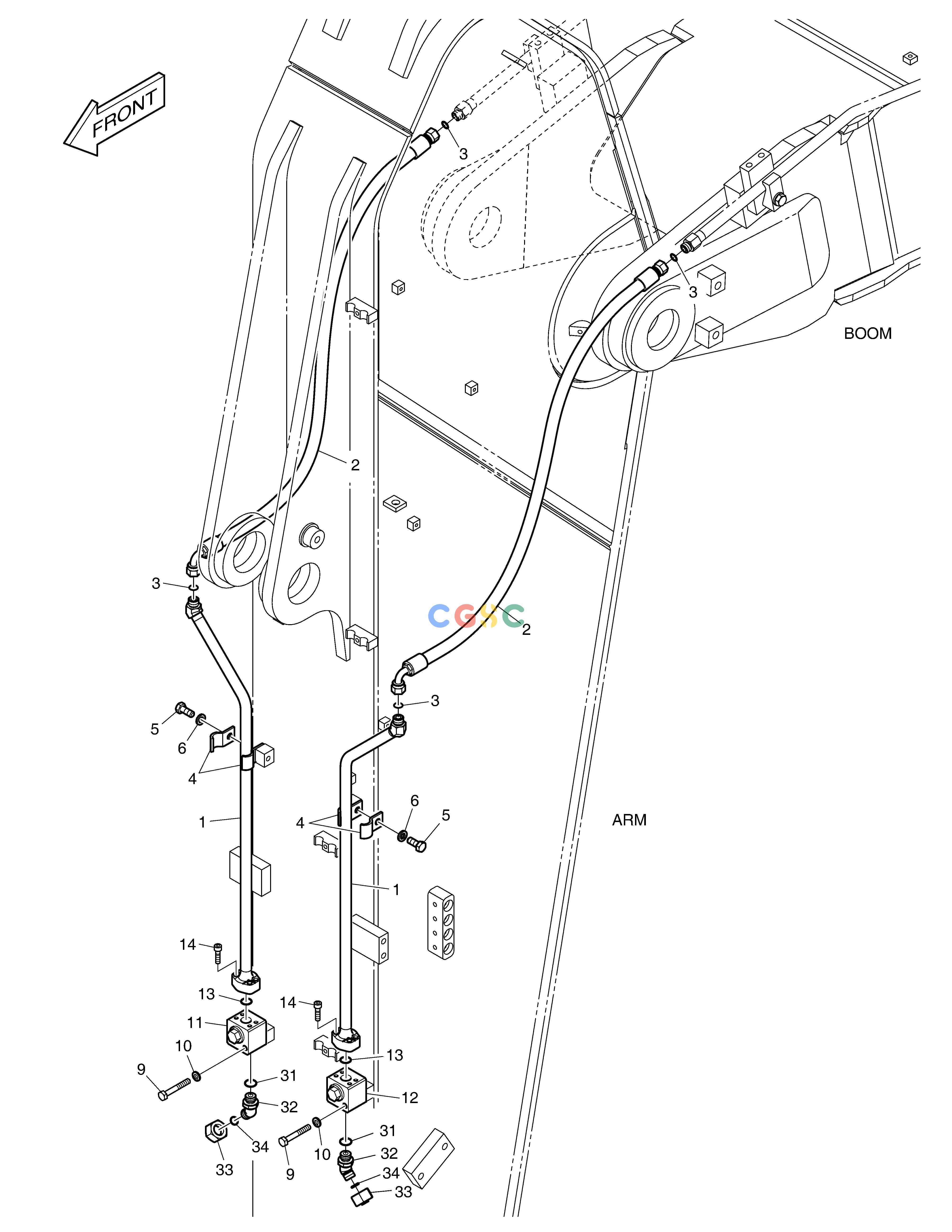 斗山零件查询ARM PIPING-ROTATION(ARM-3.1m) DX300LC-5(S/N:1001~1057) Doosan parts catalog online