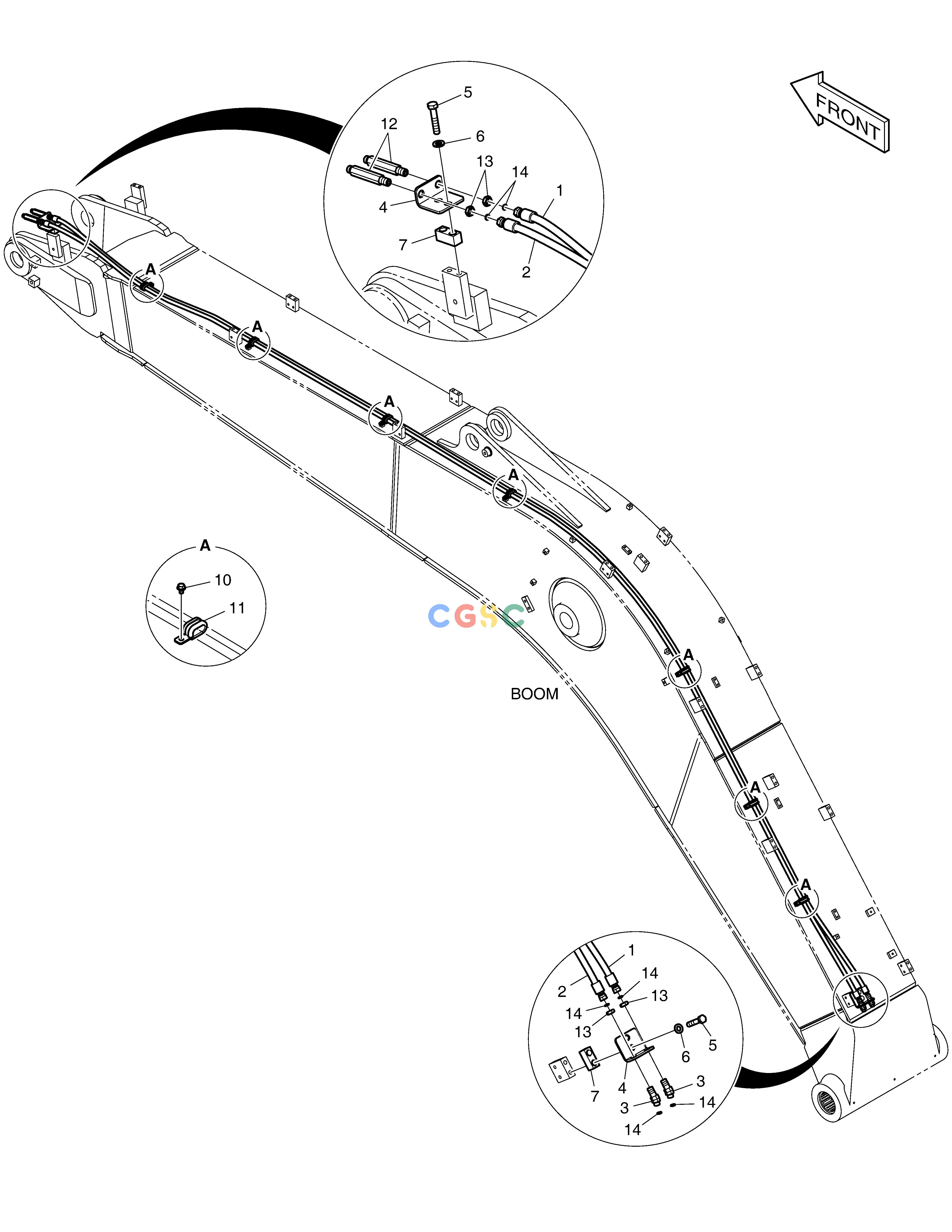 斗山零件查询BOOM PIPING - QUICK CLAMP DX300LC-5(S/N:1001~1057) Doosan parts catalog online