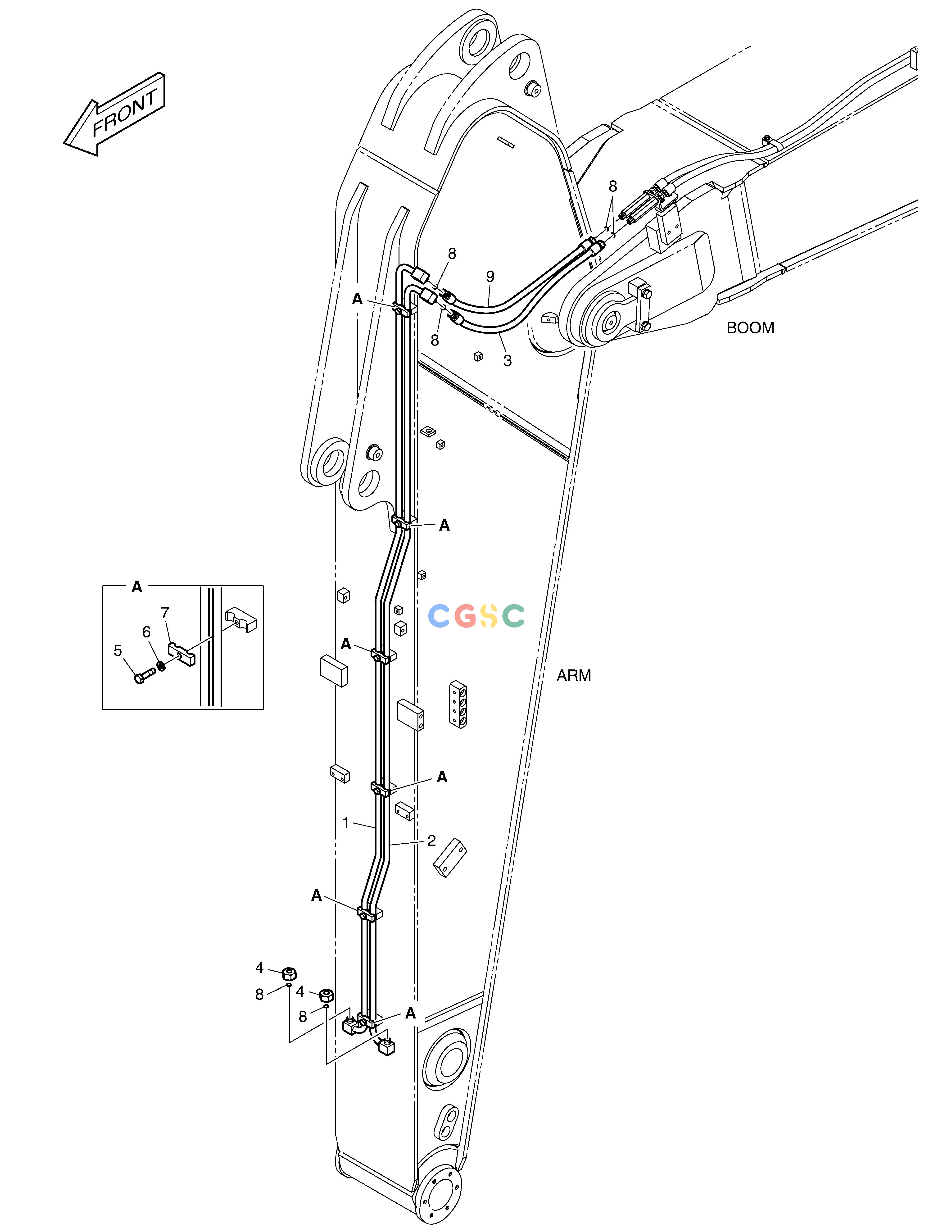 斗山零件查询ARM PIPING - QUICK FIT(ARM 3.1m) DX300LC-5(S/N:1001~1057) Doosan parts catalog online