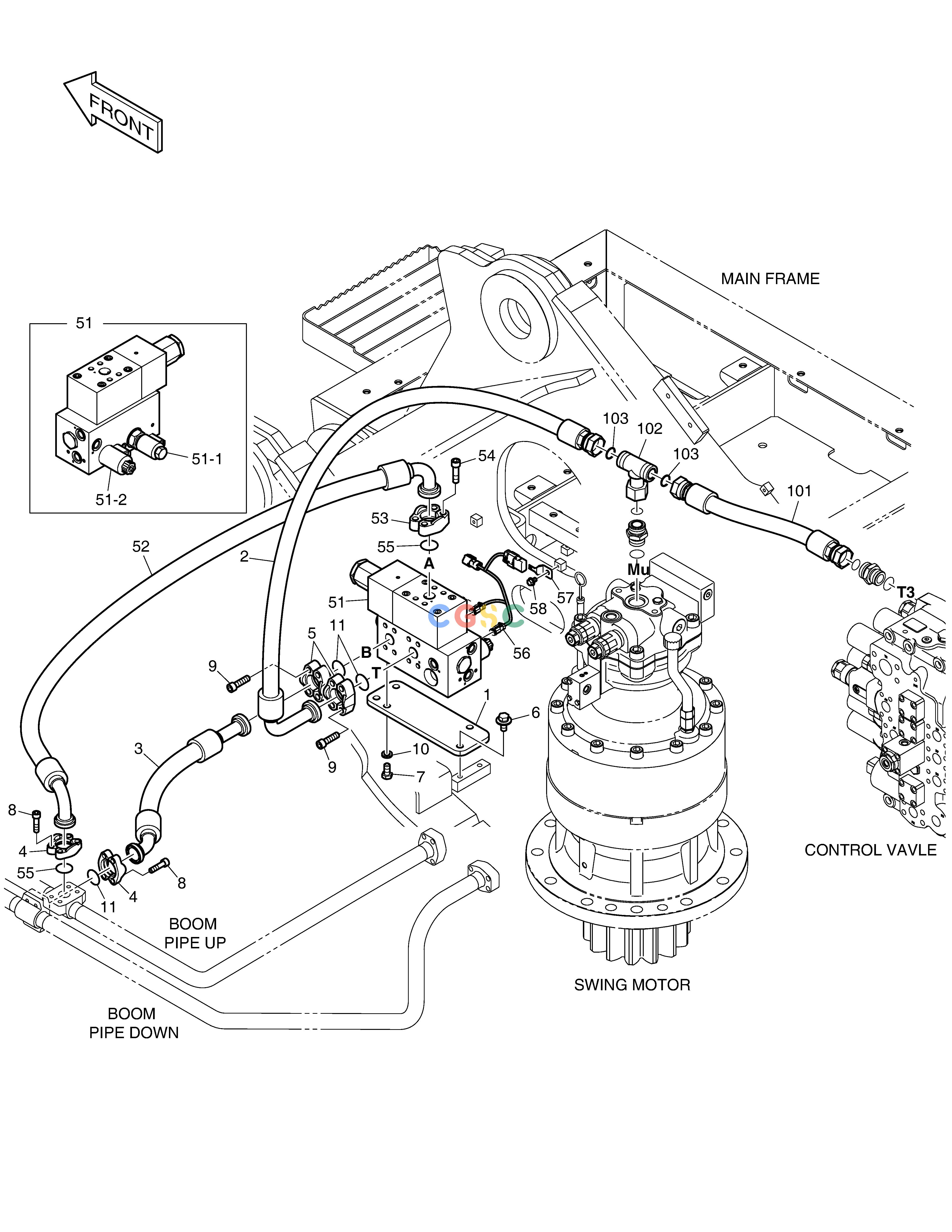 斗山零件查询MAIN PIPING - BOOM FLOATING DX300LC-5(S/N:1001~1057) Doosan parts catalog online