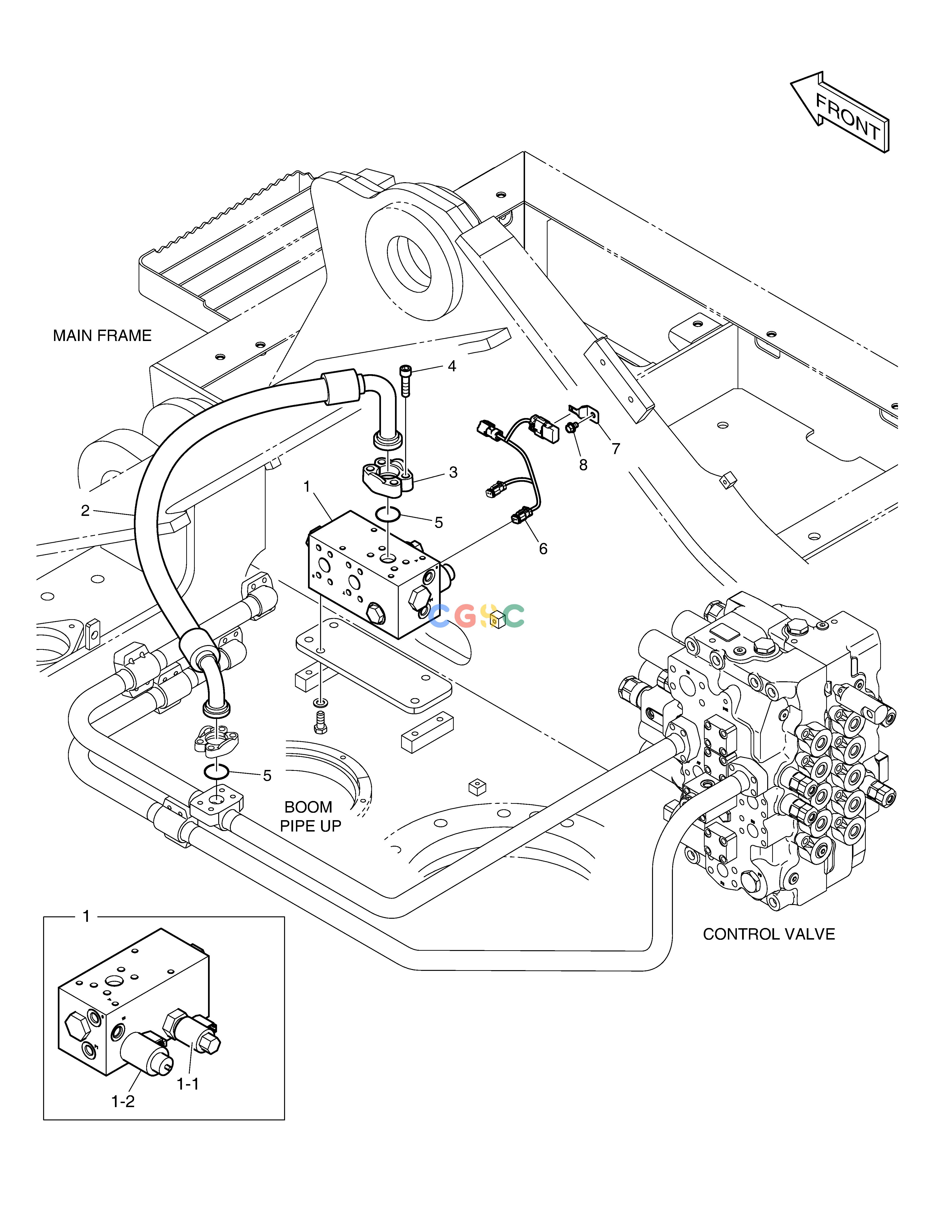 斗山零件查询MAIN PIPING - BOOM FLOATING(LOCK V/V) DX300LC-5(S/N:1001~1057) Doosan parts catalog online