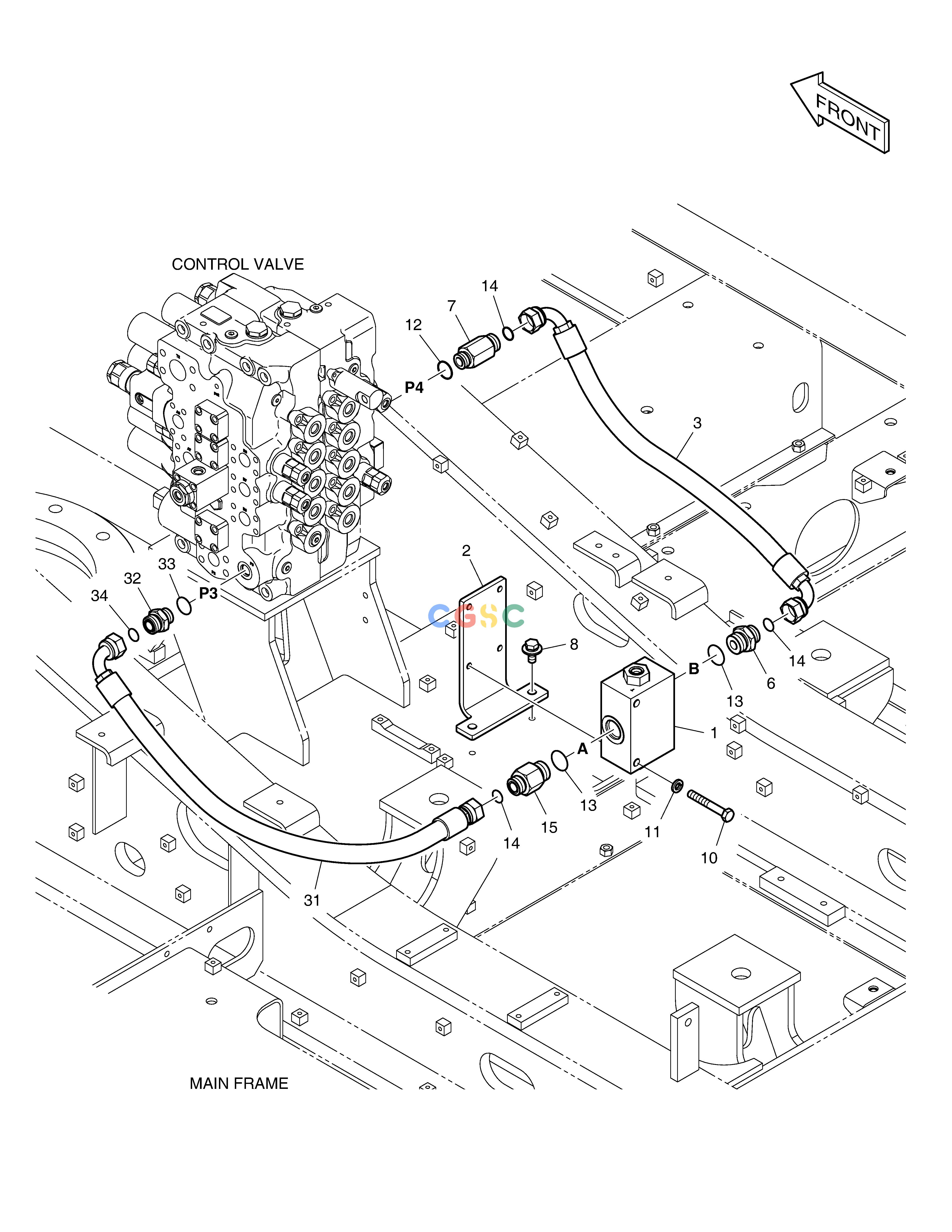 斗山零件查询MAIN PIPING - TWO PUMP DX300LC-5(S/N:1001~1057) Doosan parts catalog online