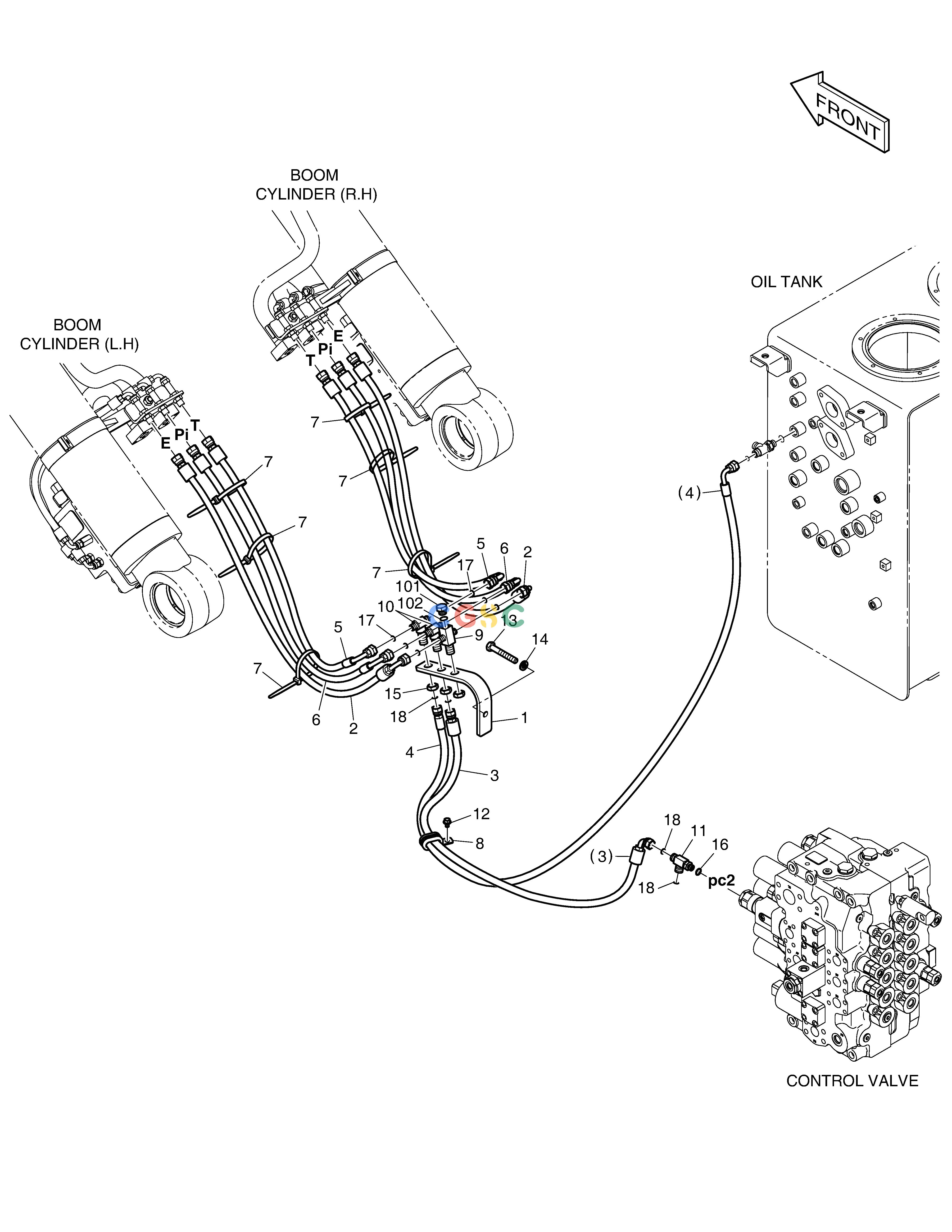 斗山零件查询PILOT PIPING-BOOM LOCK VALVE DX300LC-5(S/N:1001~1057) Doosan parts catalog online