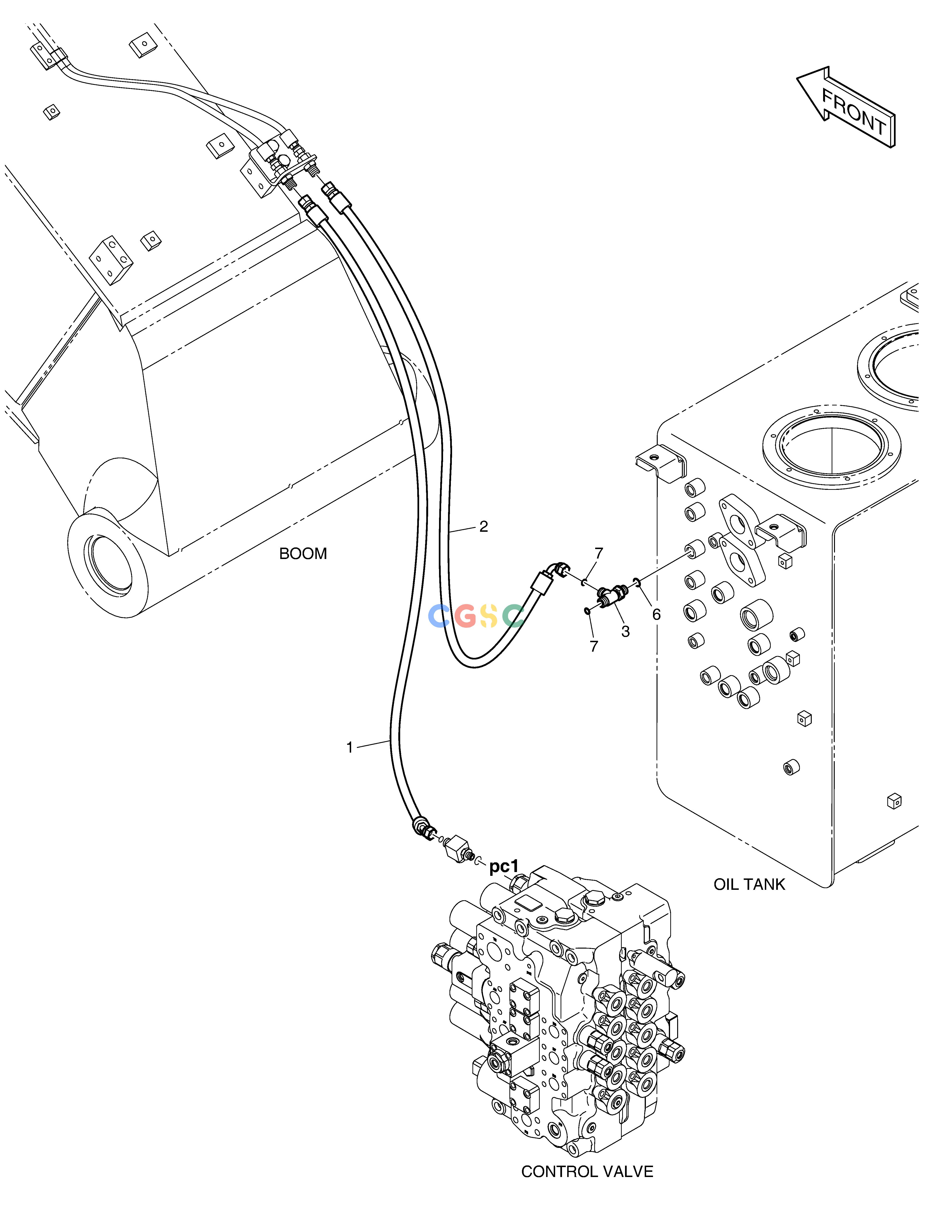 斗山零件查询PILOT PIPING-ARM LOCK V/V DX300LC-5(S/N:1001~1057) Doosan parts catalog online