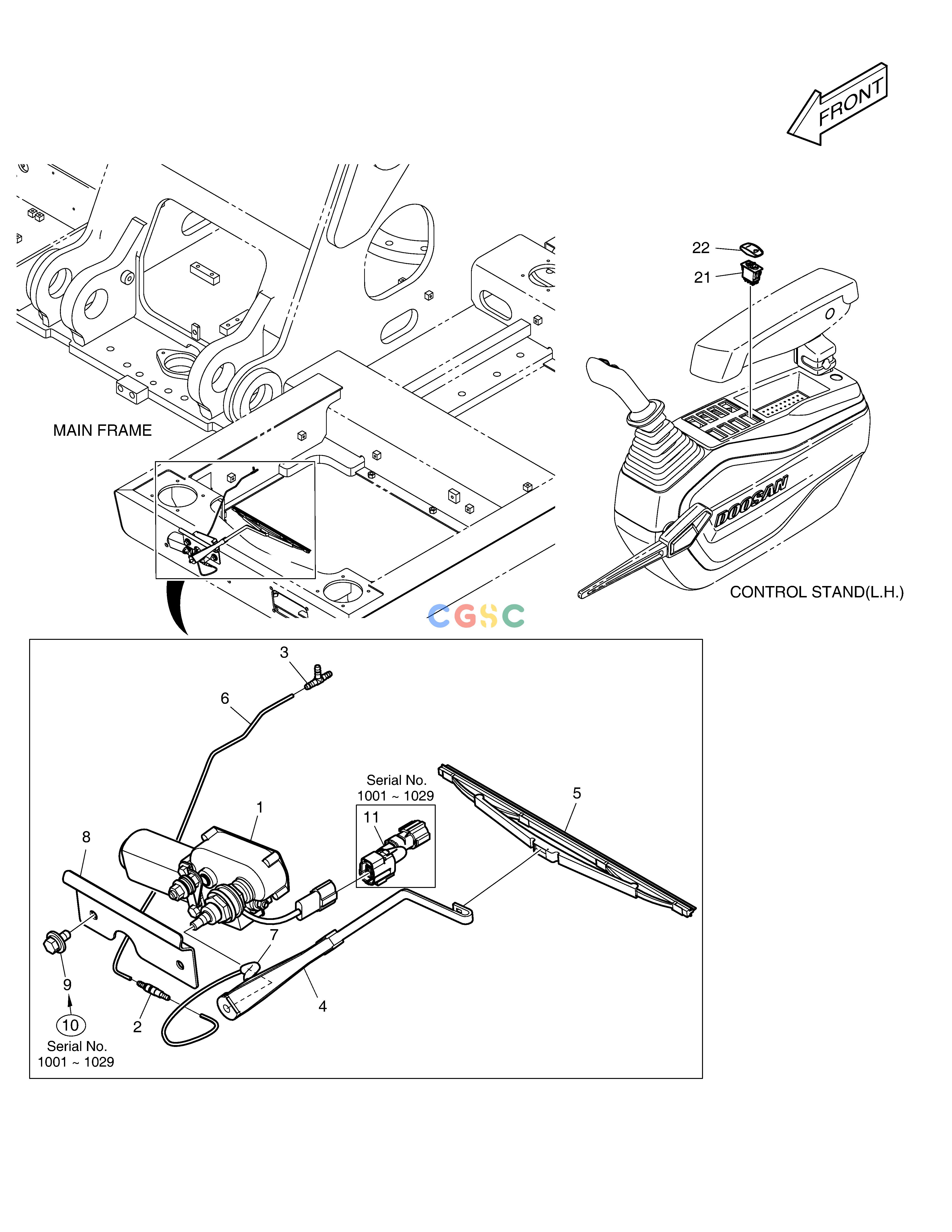 斗山零件查询LOWER WIPER DX300LC-5(S/N:1001~1057) Doosan parts catalog online