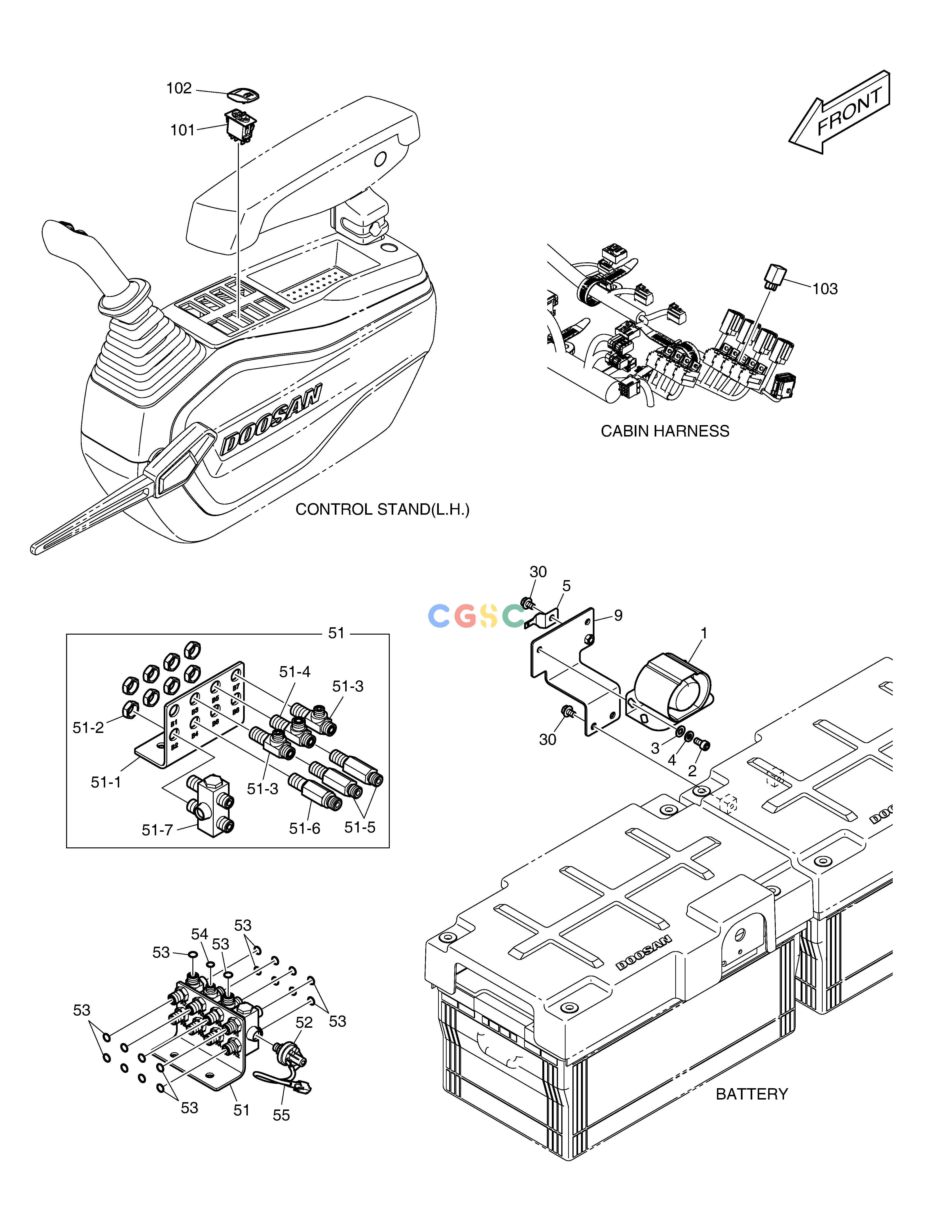斗山零件查询SWING ALARM DX300LC-5(S/N:1001~1057) Doosan parts catalog online