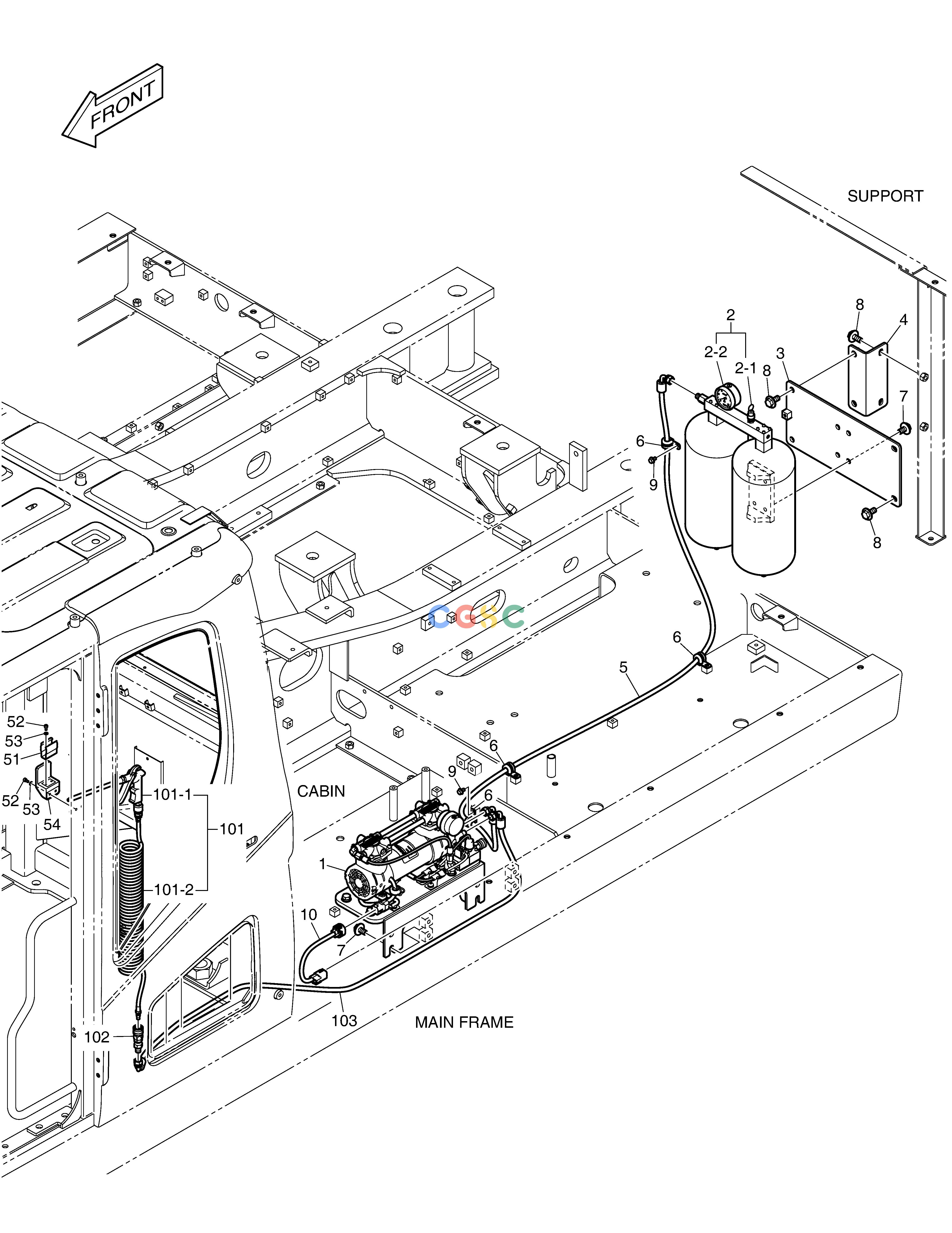 斗山零件查询AIR COMPRESSOR MOUNTING DX300LC-5(S/N:1001~1057) Doosan parts catalog online
