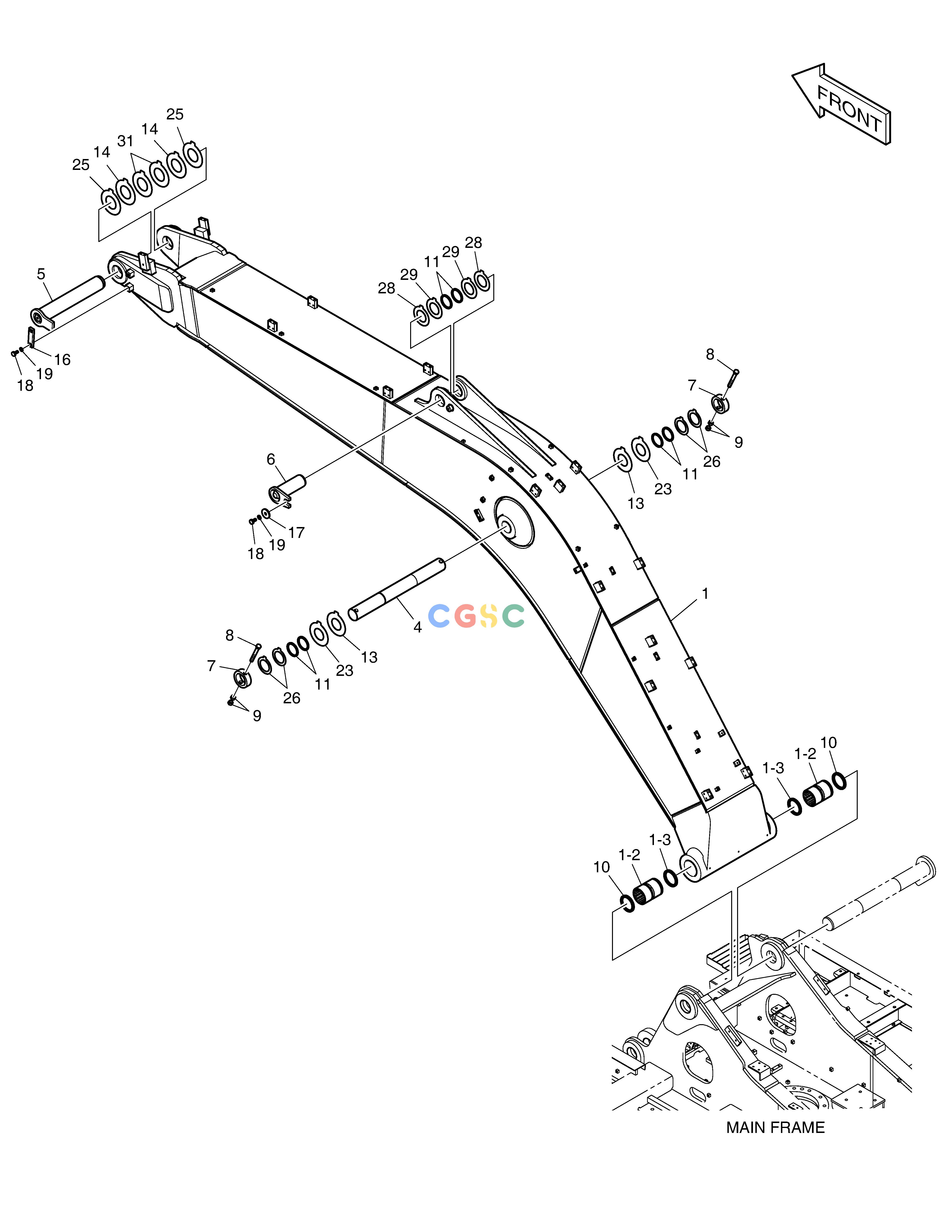 斗山零件查询BOOM - 6.245m - HEAVY DUTY DX300LC-5(S/N:1001~1057) Doosan parts catalog online