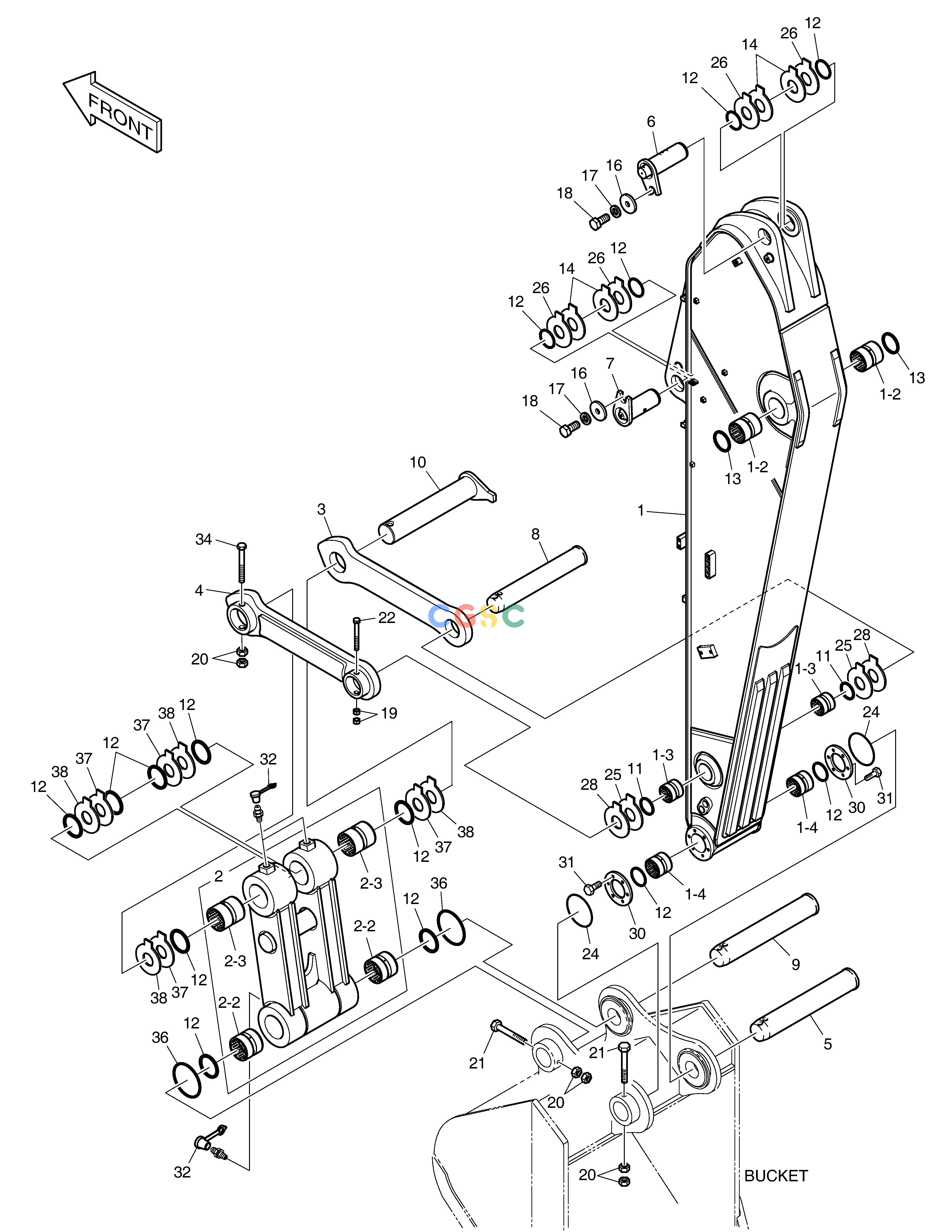 斗山零件查询ARM - 3.1m - HEAVY DUTY DX300LC-5(S/N:1001~1057) Doosan parts catalog online