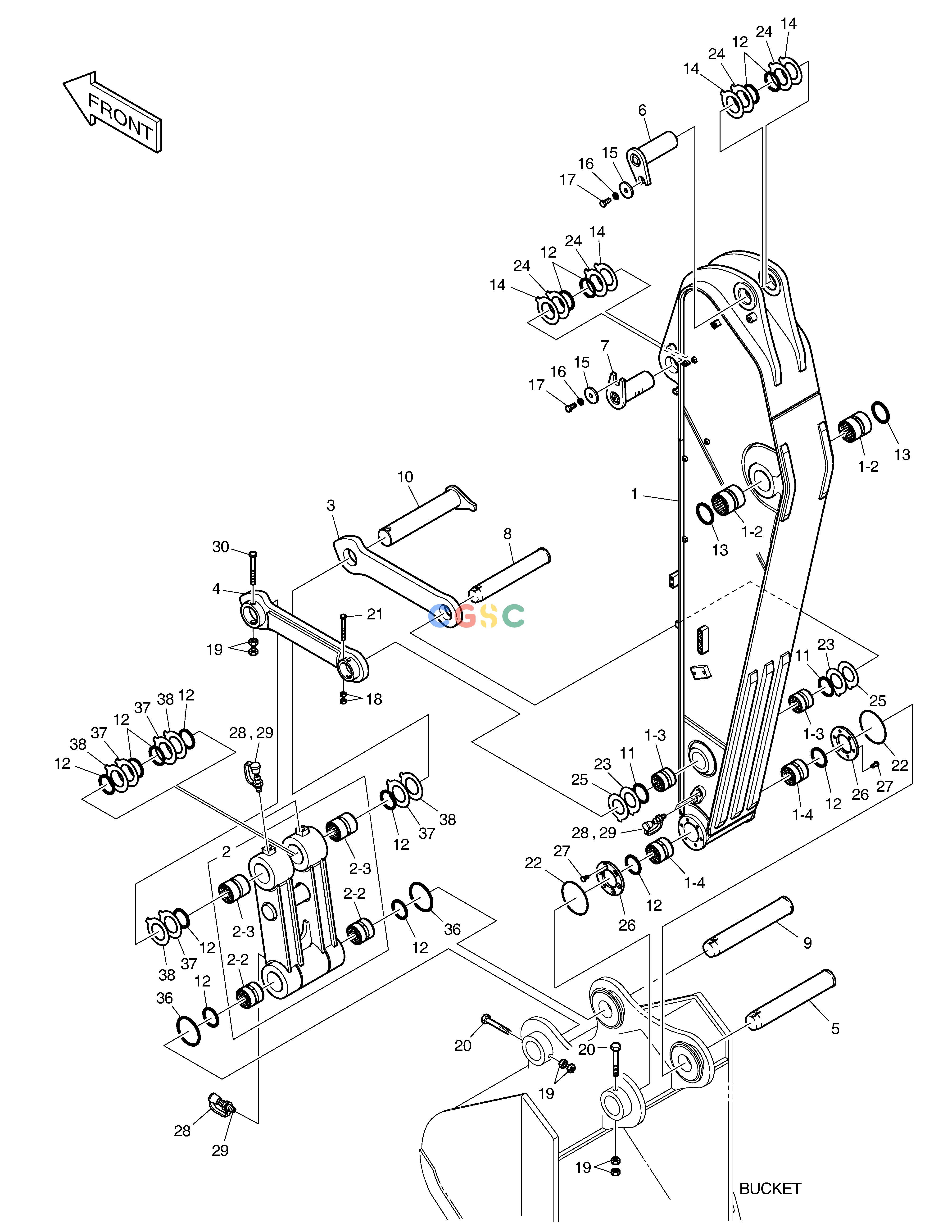 斗山零件查询ARM - 2.5m DX300LC-5(S/N:1001~1057) Doosan parts catalog online