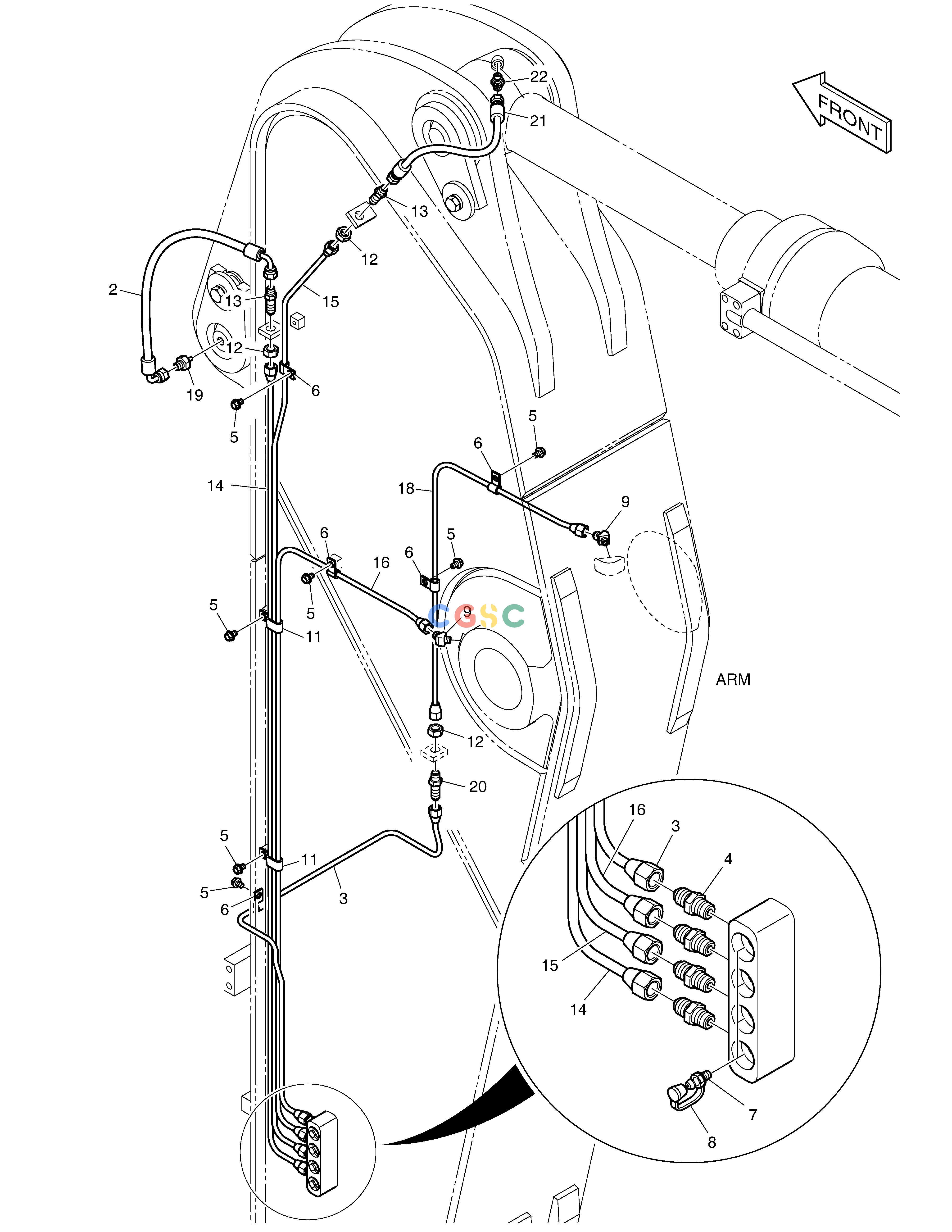 斗山零件查询LUBRICATION PIPING - ARM 2.5m DX300LC-5(S/N:1001~1057) Doosan parts catalog online