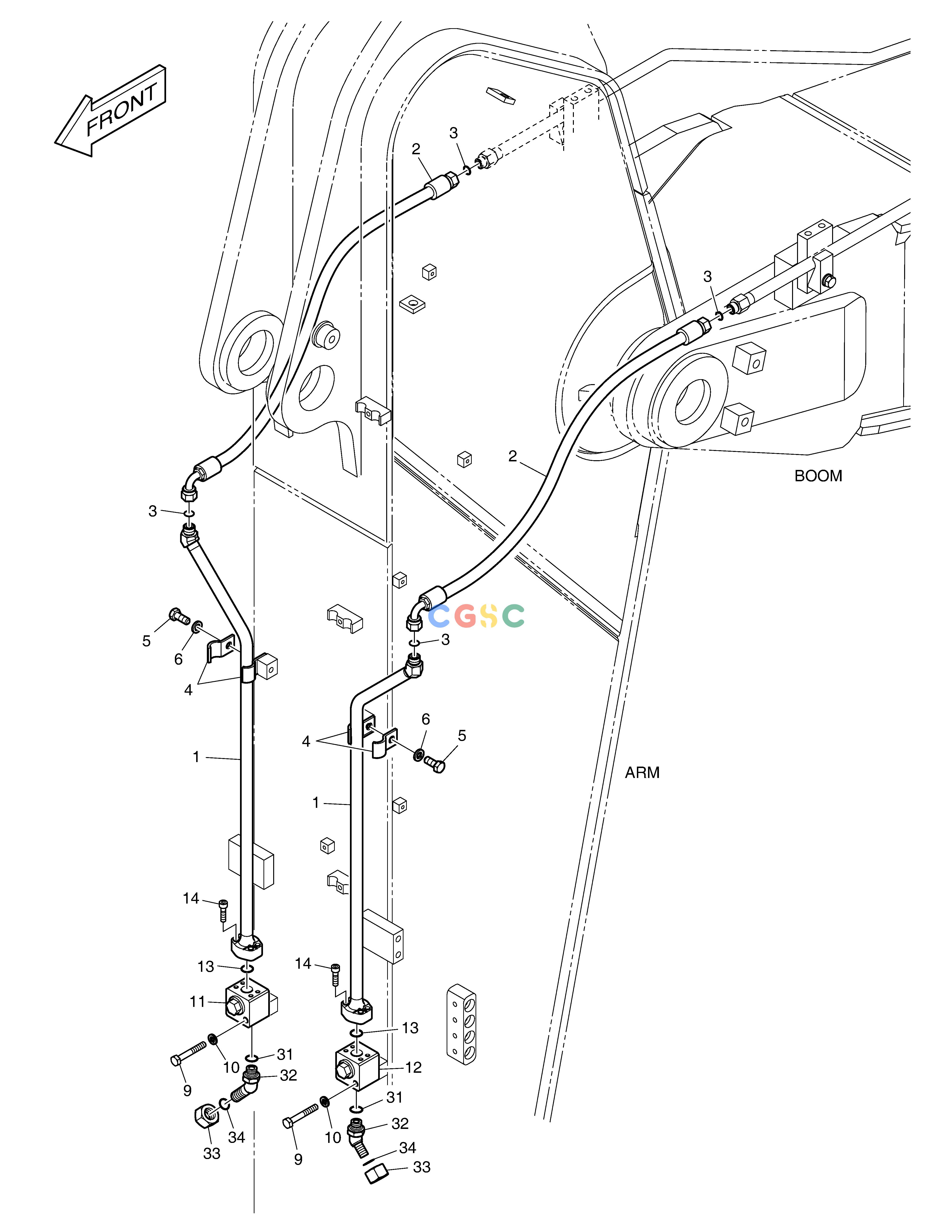 斗山零件查询ARM PIPING - ROTATION(ARM-2.5m) DX300LC-5(S/N:1001~1057) Doosan parts catalog online