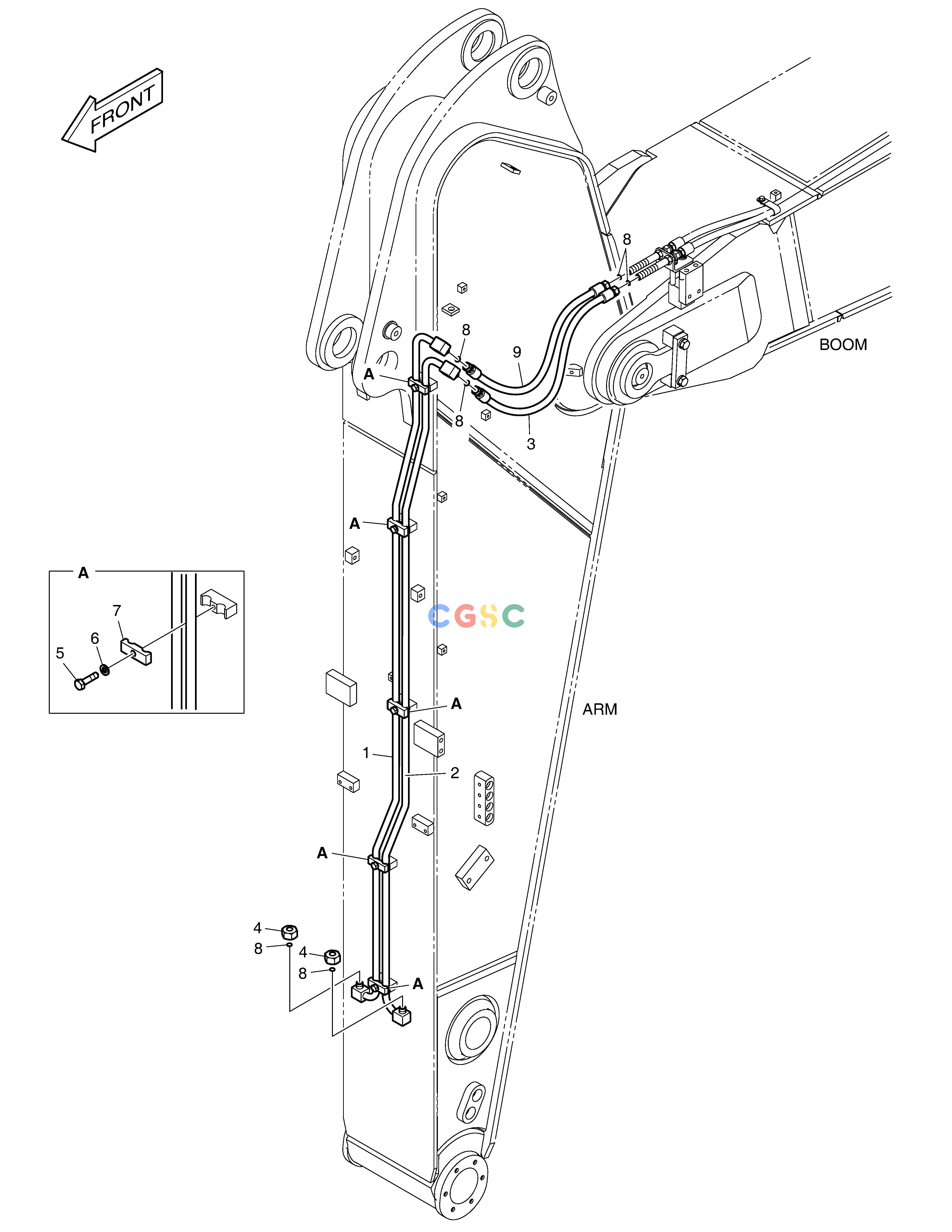 斗山零件查询ARM PIPING - QUICK FIT(ARM 2.5m) DX300LC-5(S/N:1001~1057) Doosan parts catalog online