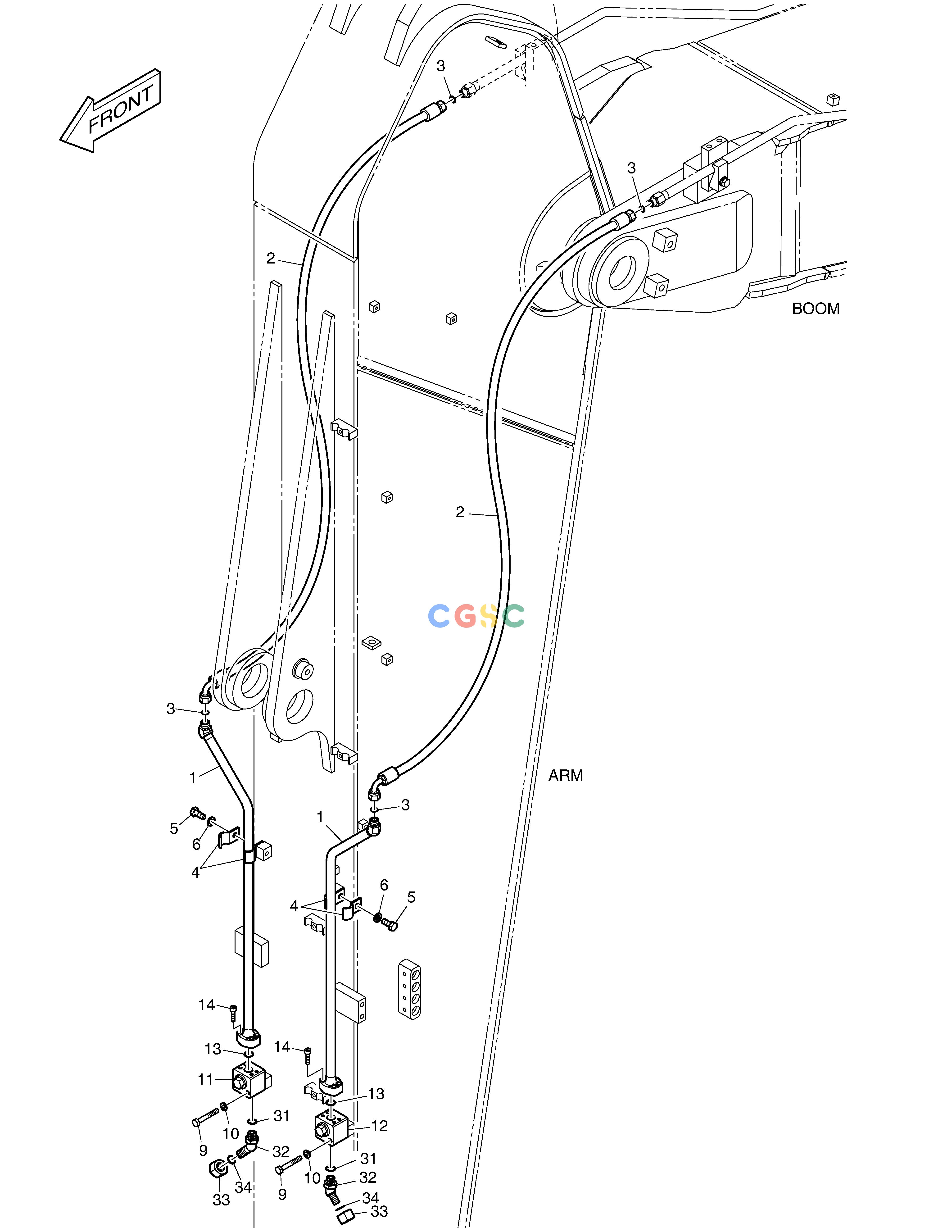 斗山零件查询ARM PIPING - ROTATION(ARM-3.75m) DX300LC-5(S/N:1001~1057) Doosan parts catalog online