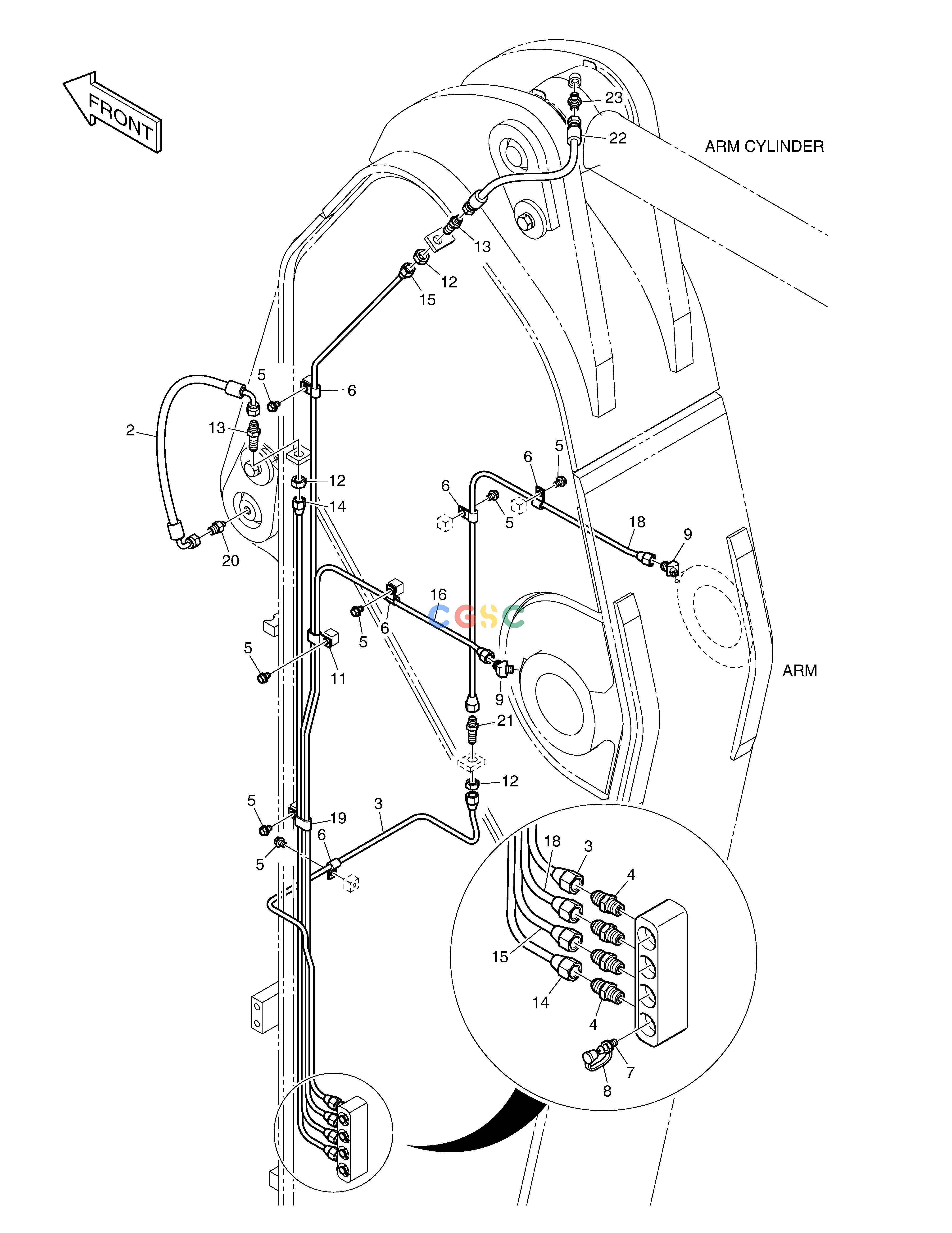 斗山零件查询LUBRICATION PIPING - ARM 2.85m DX300LC-5(S/N:1001~1057) Doosan parts catalog online