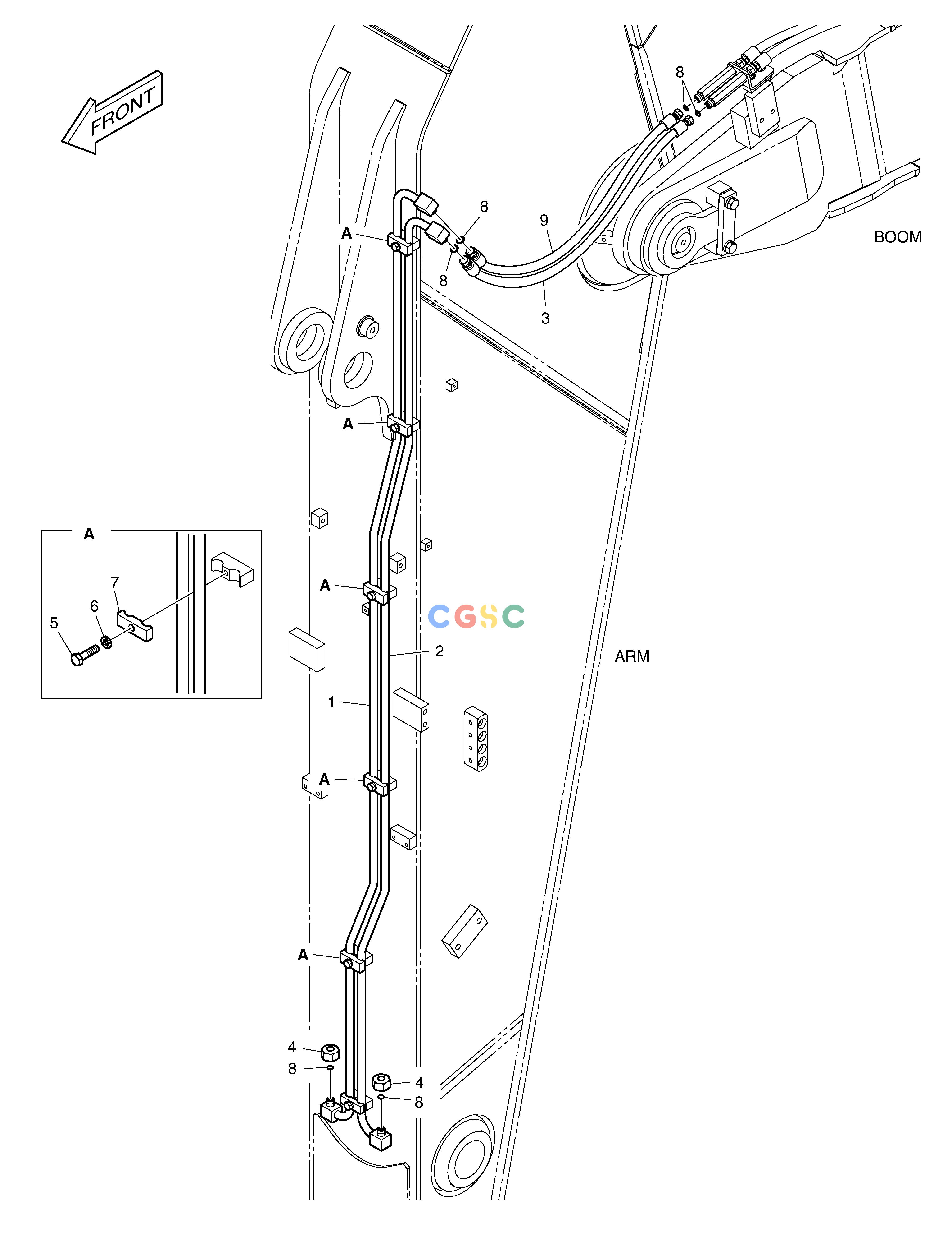 斗山零件查询ARM PIPING - QUICK FIT(ARM 2.85m) DX300LC-5(S/N:1001~1057) Doosan parts catalog online